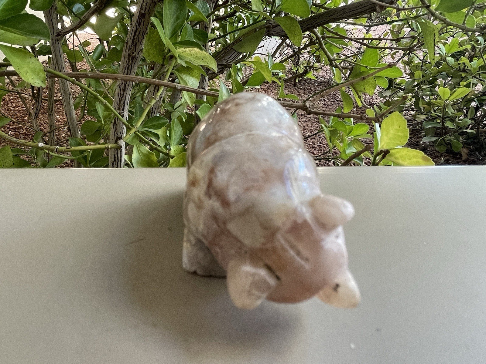 Flower Agate Crystal/Gemstone Polar Bear Carving W/Druzy 83G 2 1/4″ x 1 1/4″