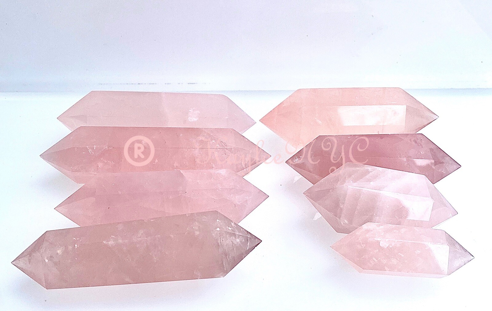 Wholesale Lot 1 Lb Natural Rose Quartz Double Terminated Point Crystal