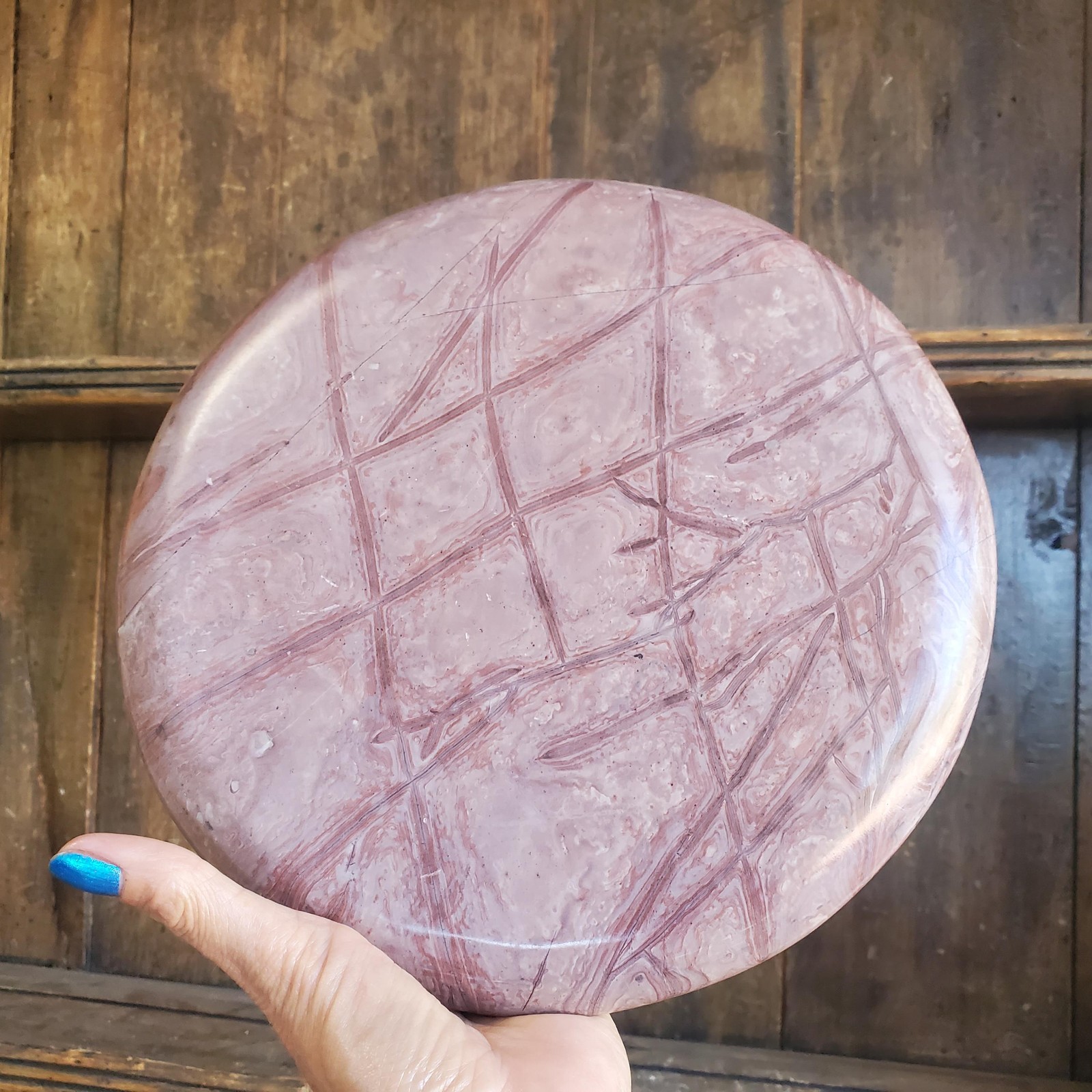 Picture Story Jasper Platter Plate Pink Pastel Serving Display Crystal 1260 gram