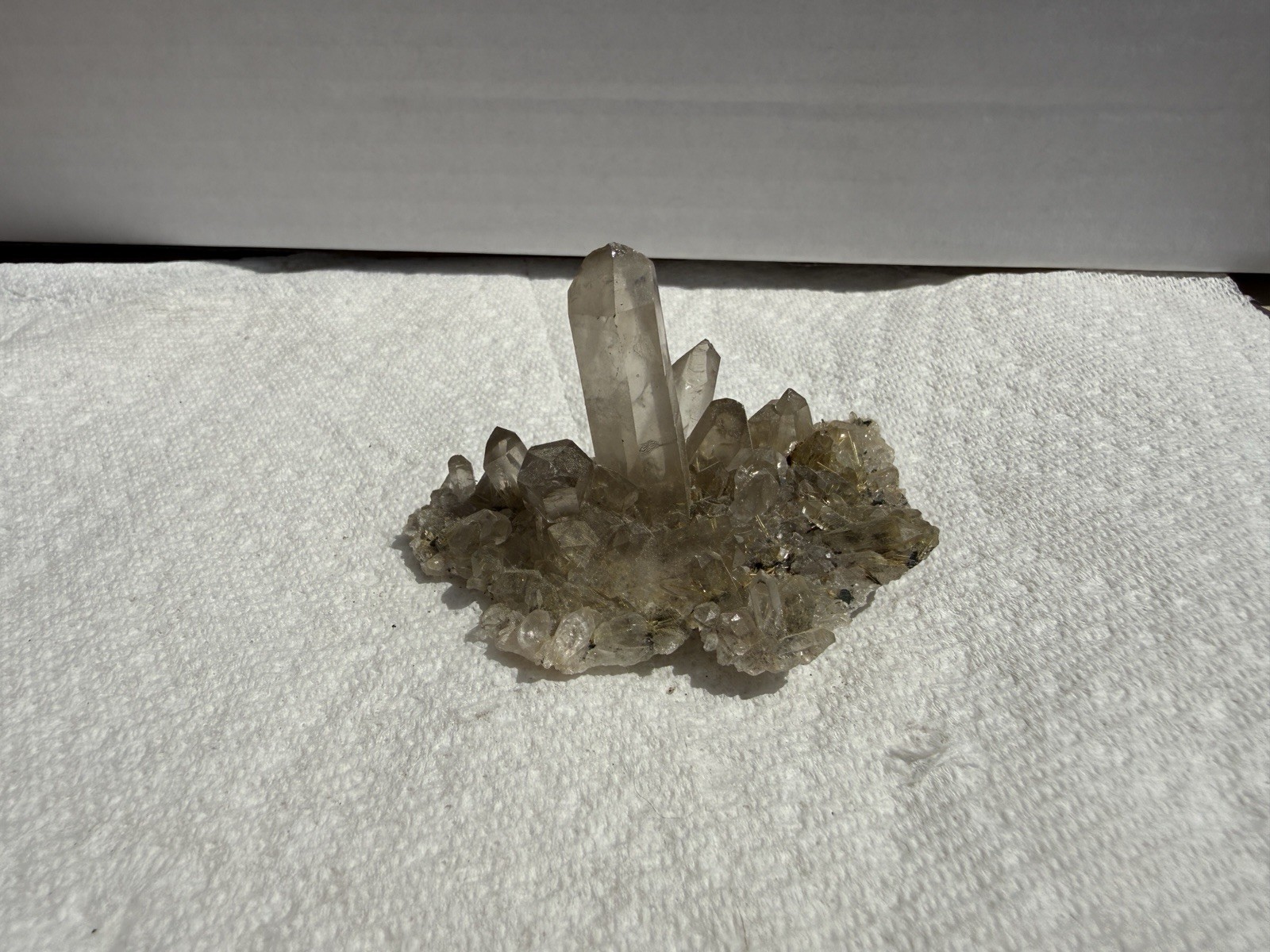 Rutilated Smoky Quartz Crystal Cluster Specimen – Golden Rutile Inclusions