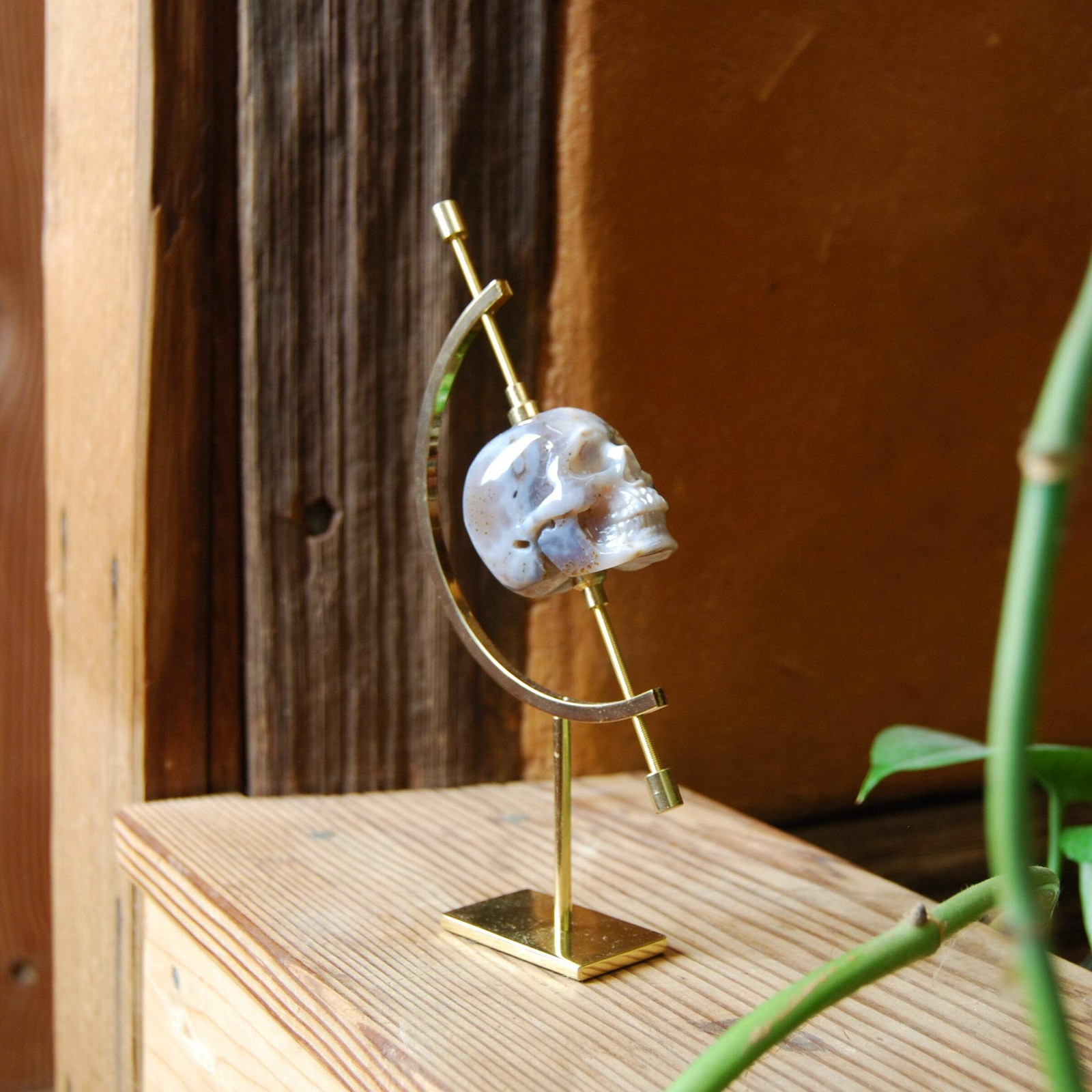 Caliper Crystal Display Stand in Brass 6.5in