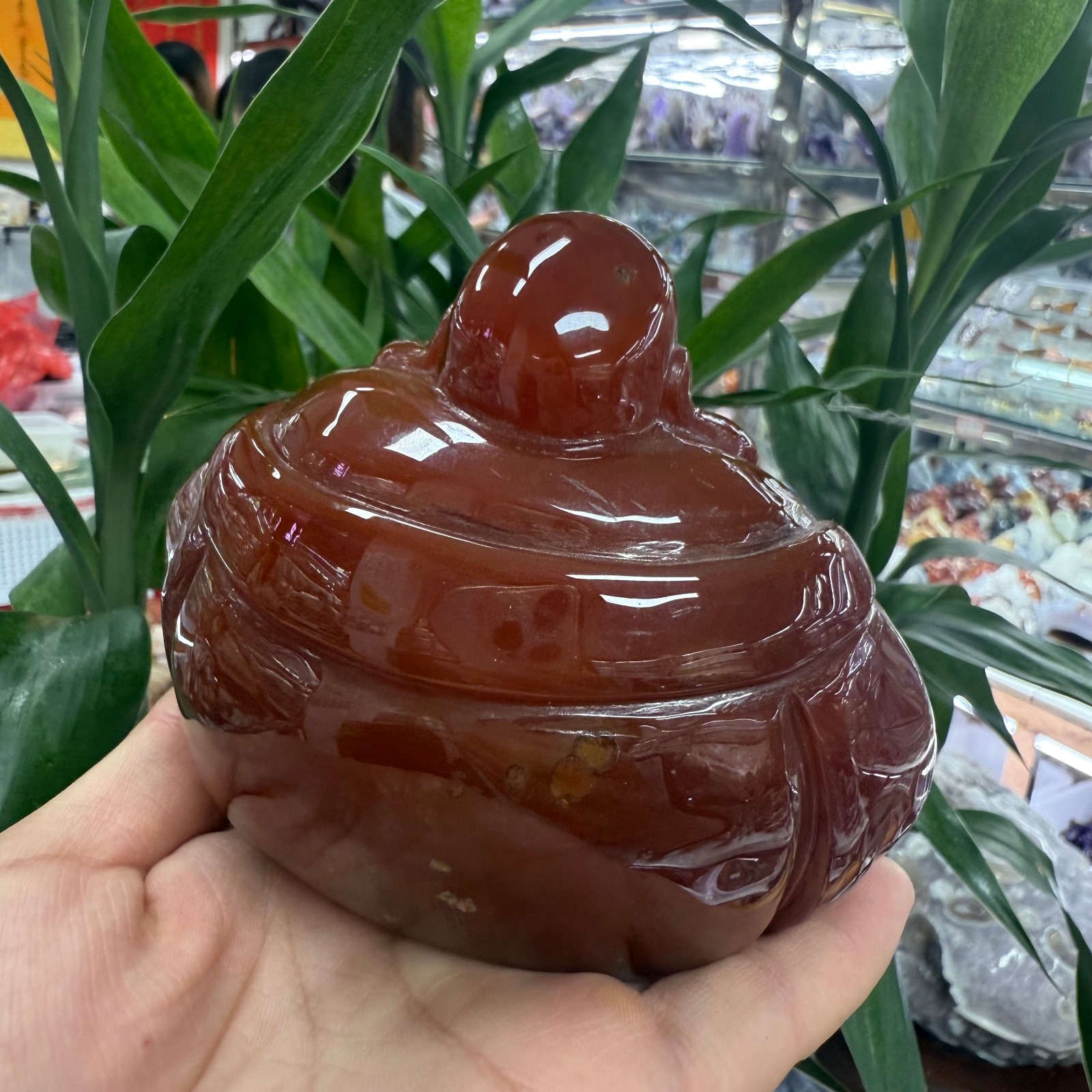 1.1LB Natural Red agate hand carved Buddha Quartz Crystal reiki healing random
