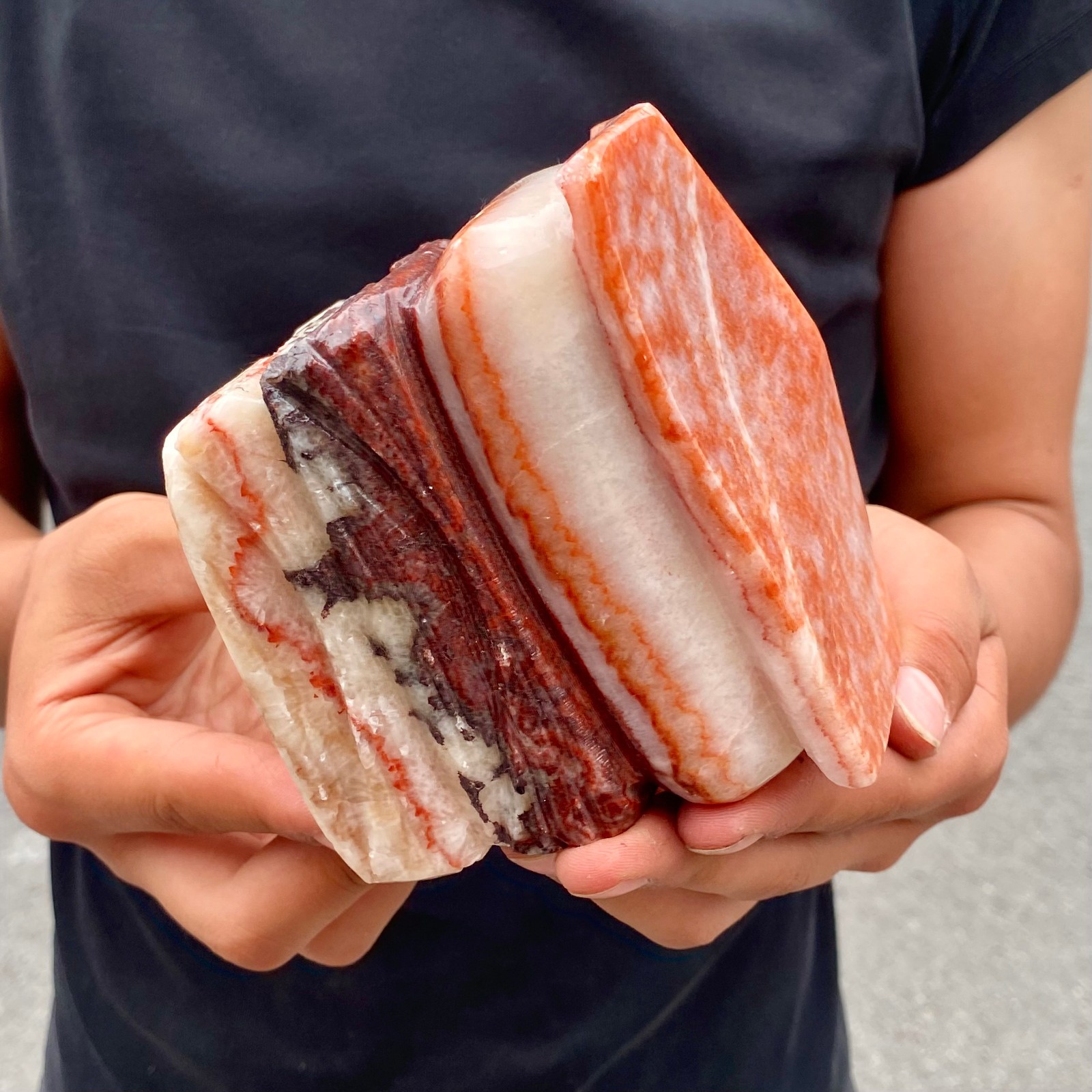 4.2LBNatural Pork Belly Stone Meat Shape Calcite Feng Shui Home Display Ornament