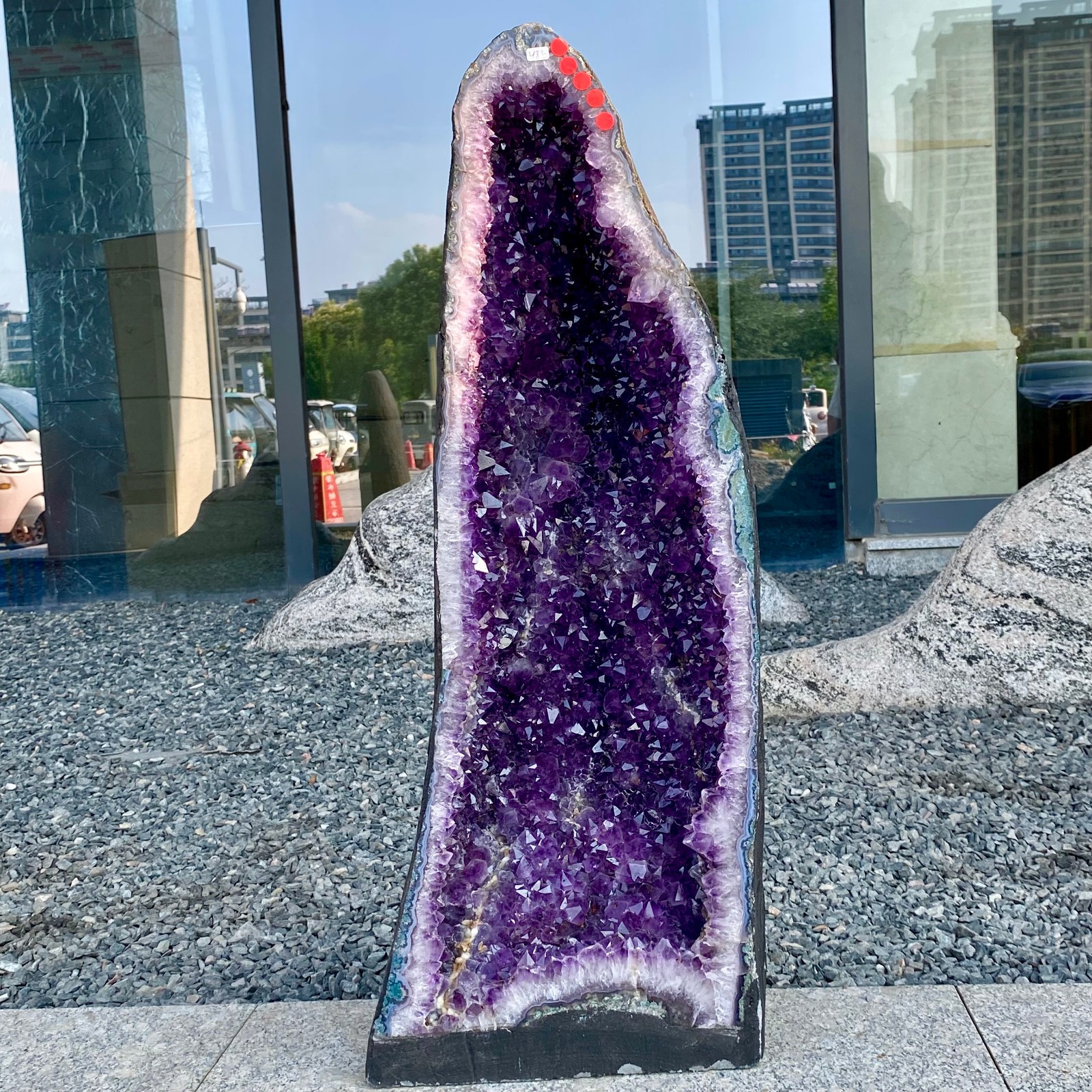 105LB Natural Amethyst Geode Quartz Crystal Cluster Cathedral Energy healing