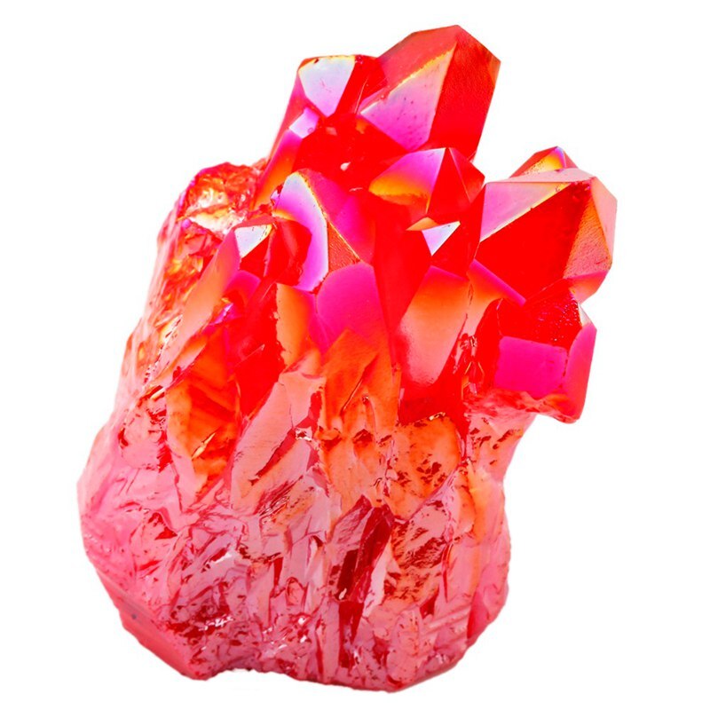 100g Natural Aura Red Titanium Quartz Crystal Cluster VUG Specimen Healing Reiki