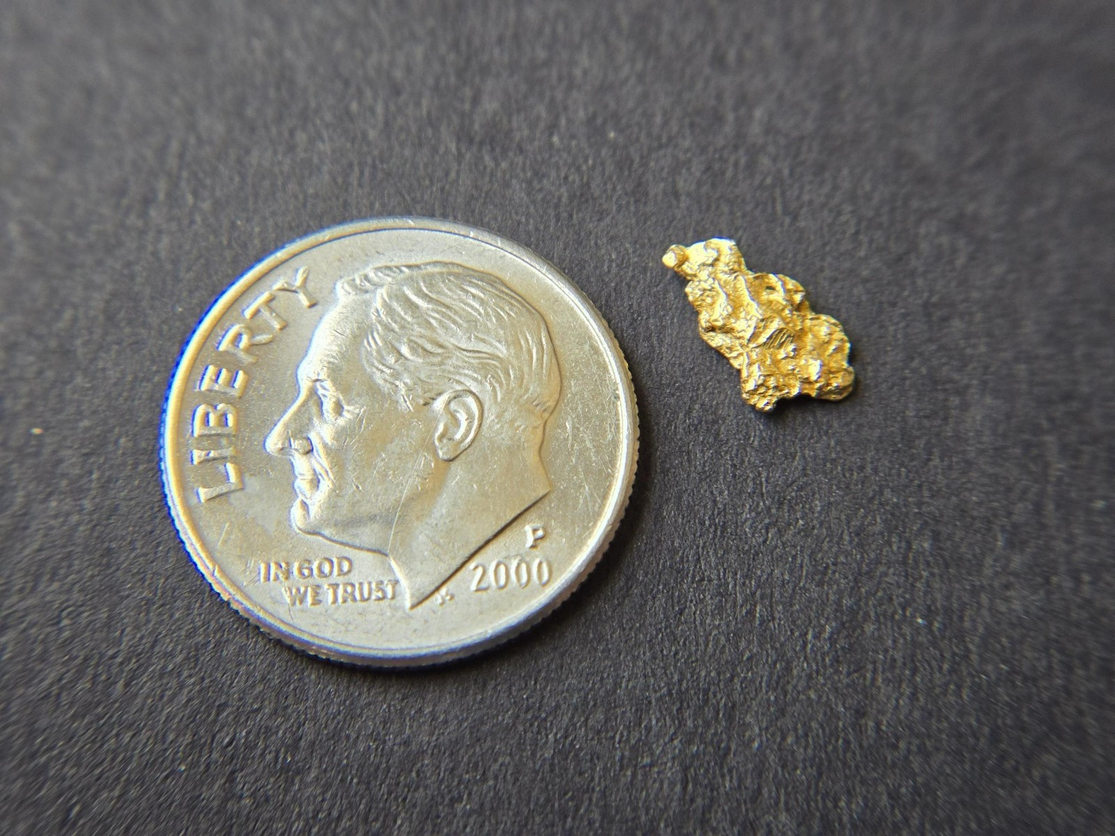 Crystalline Alaska Gold Nugget 0.262g Natural Placer Gold Display Specimen