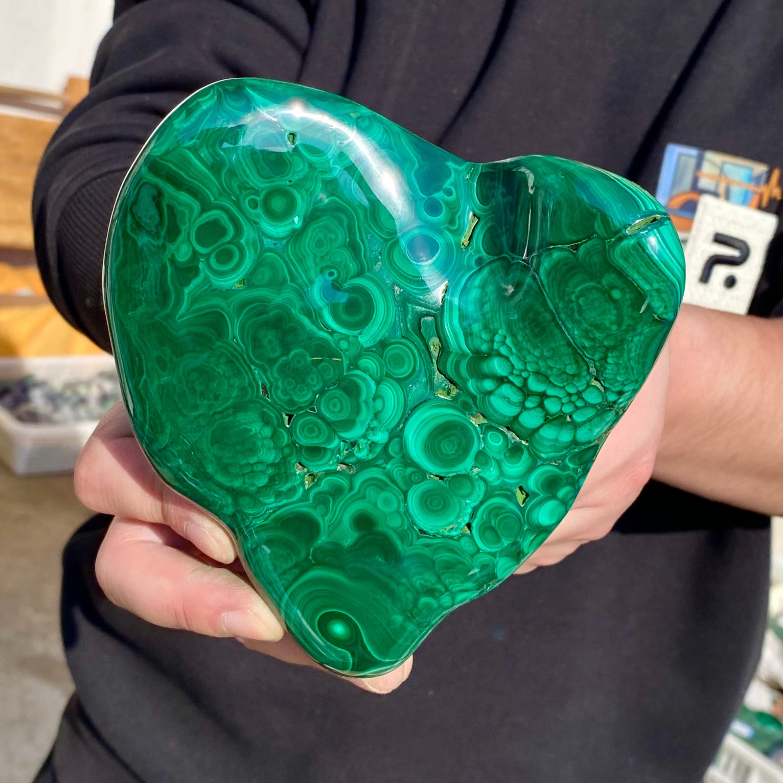 2.07LB Large Natural glossy malachite transparent cluster rough mineral sample