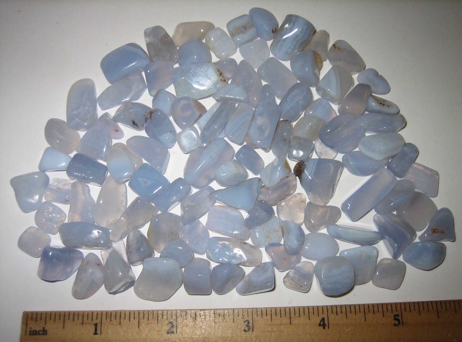 100+ TUMBLED POLISHED 0.2″- 0.7″ BLUE LACE AGATE CRYSTAL STONES ~ 155.4grams *2