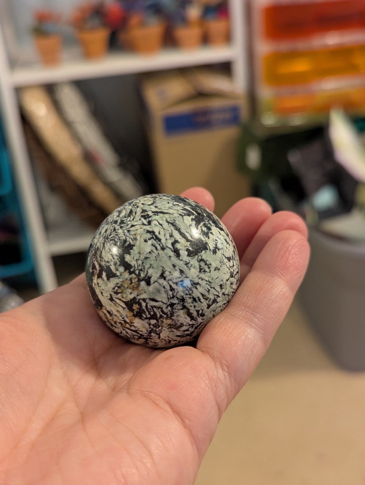 47 mm (1.82) Nice Firework Jasper Sphere Gem Ball & Stand (China) US Seller