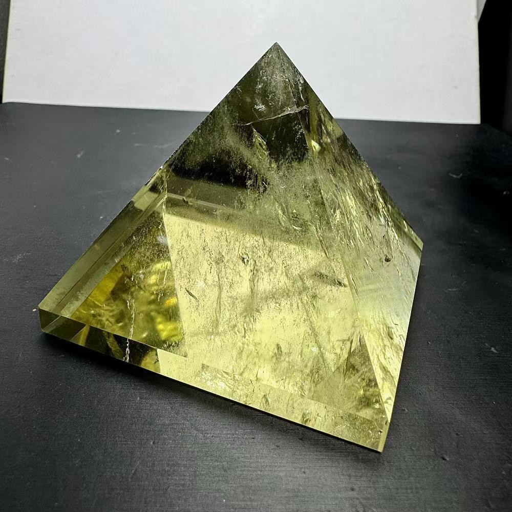 345g Natural Citrine Quartz Carved Pyramid Crystal Reiki Healing Decor