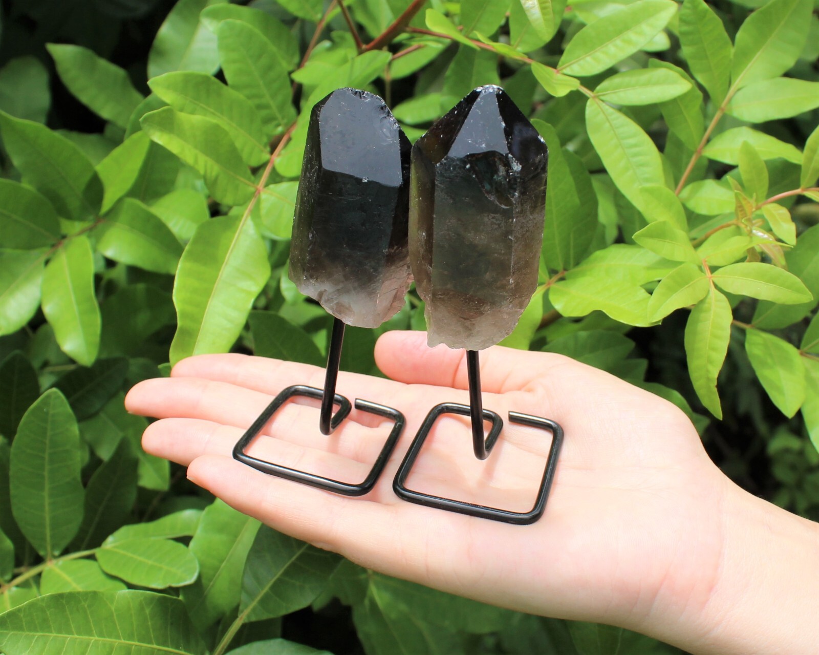 Smoky Quartz Point On Metal Stand, Smokey Quartz Min Pin (Smoky Quartz Crystal)