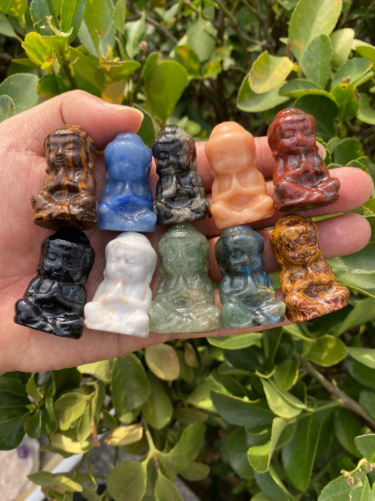 5pcs Natural Mixed Quartz Hand carved crystal Buddha skull reiki healing gift