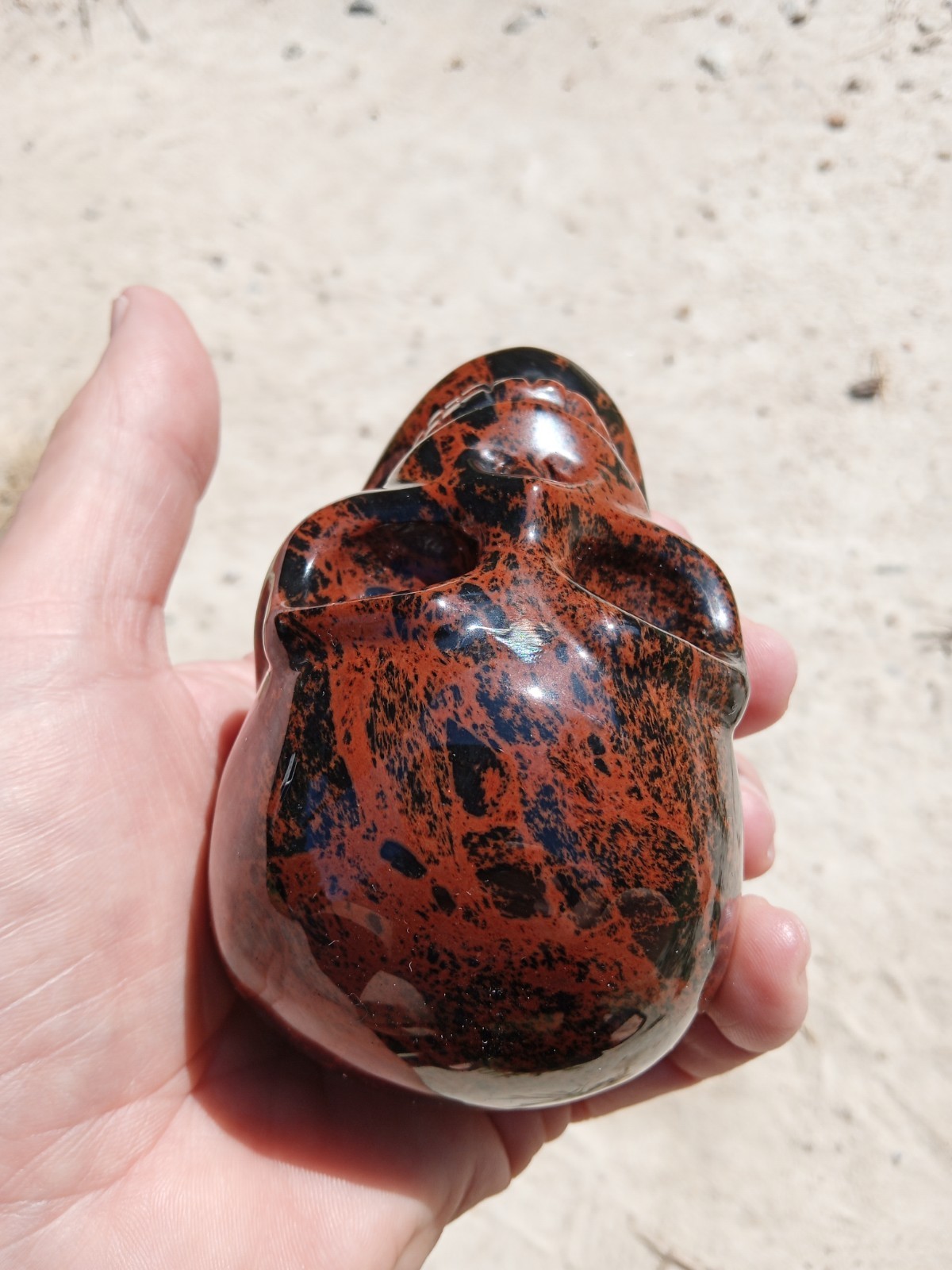 Beautiful Mahogany Obsidian Crystal Skull Carving. 3.75″. Over 1 pound! SK4