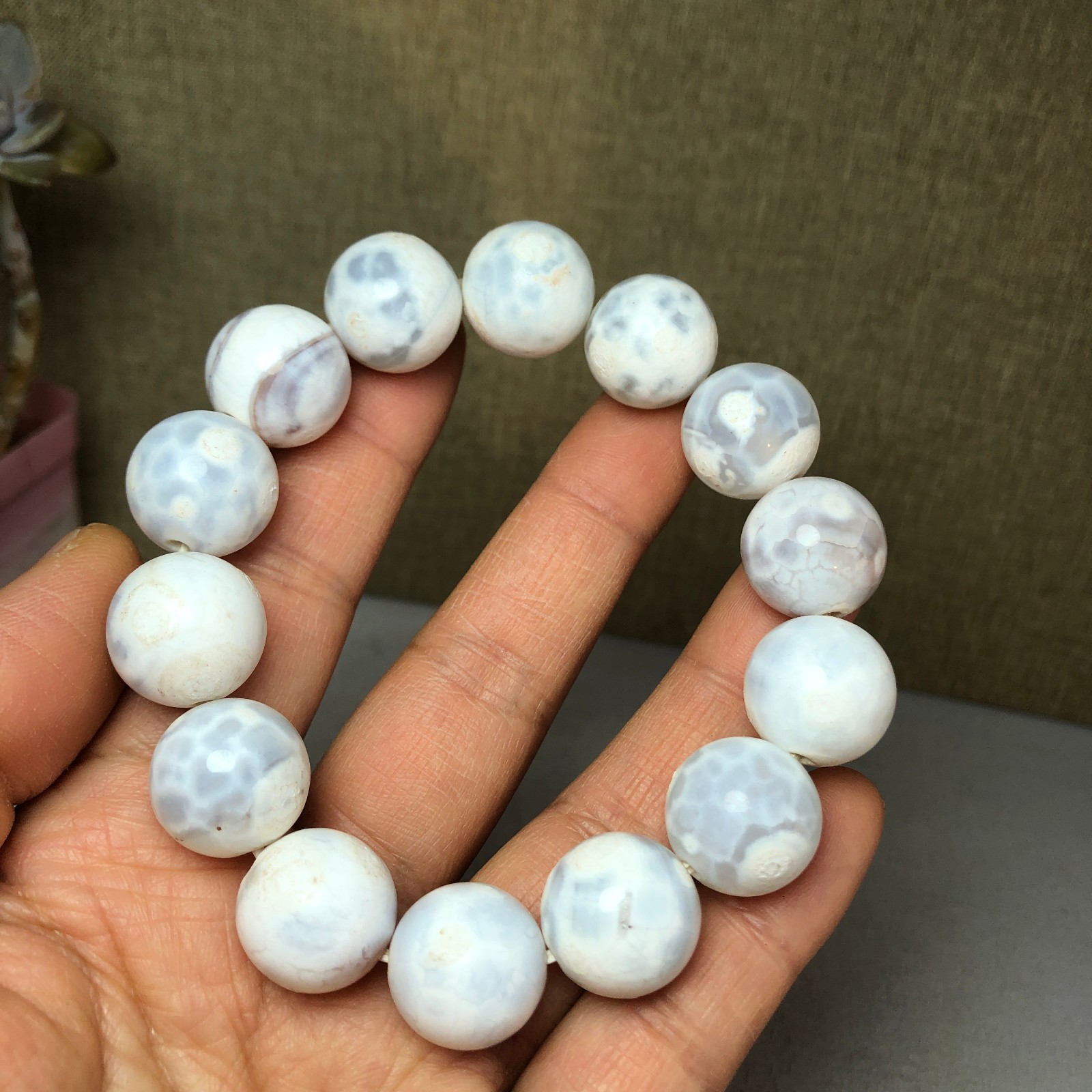 1pcs wholesale Natural sakura rough Crystal chain beads bracelet 15-16mm A2791