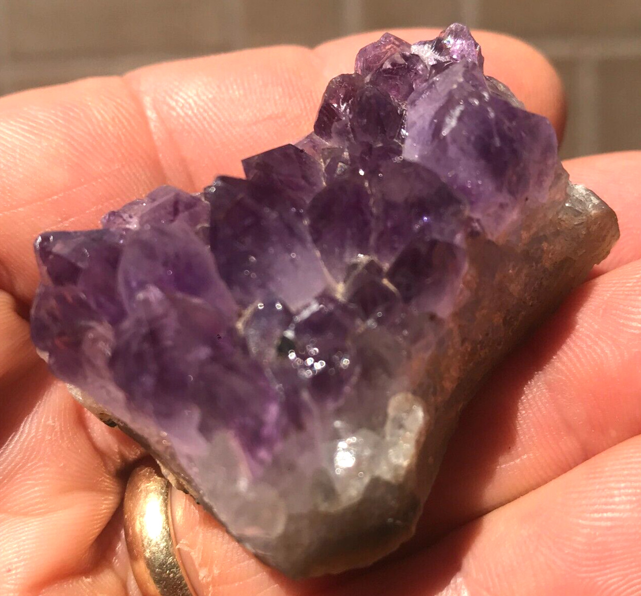 Natural Purple Amethyst Crystal Palm Stone Cluster Geode 2.5 oz 1 7/8 x 1 1/2 in