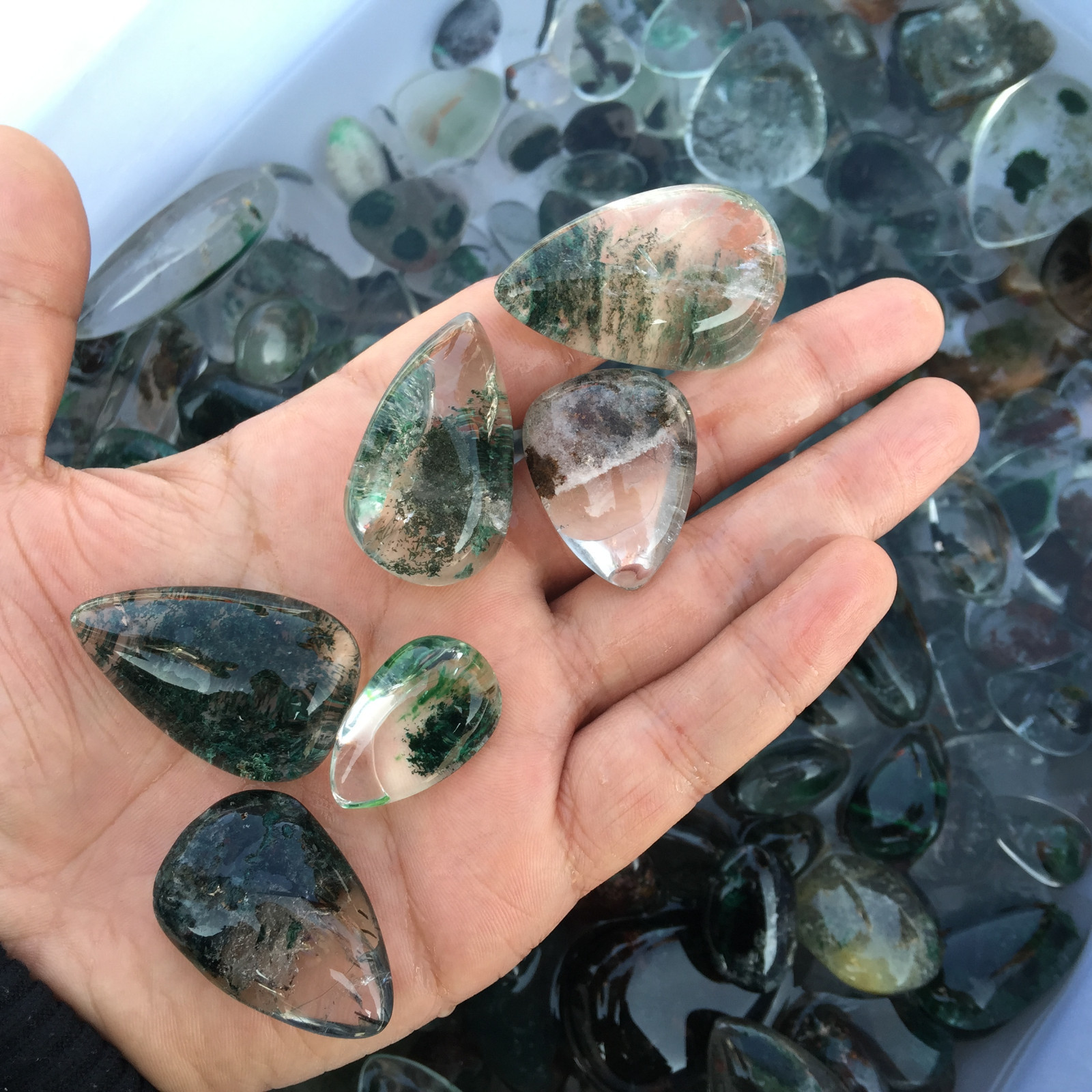 A LOT Natural ghost phantom quartz pendant crystal healing 10pcs random