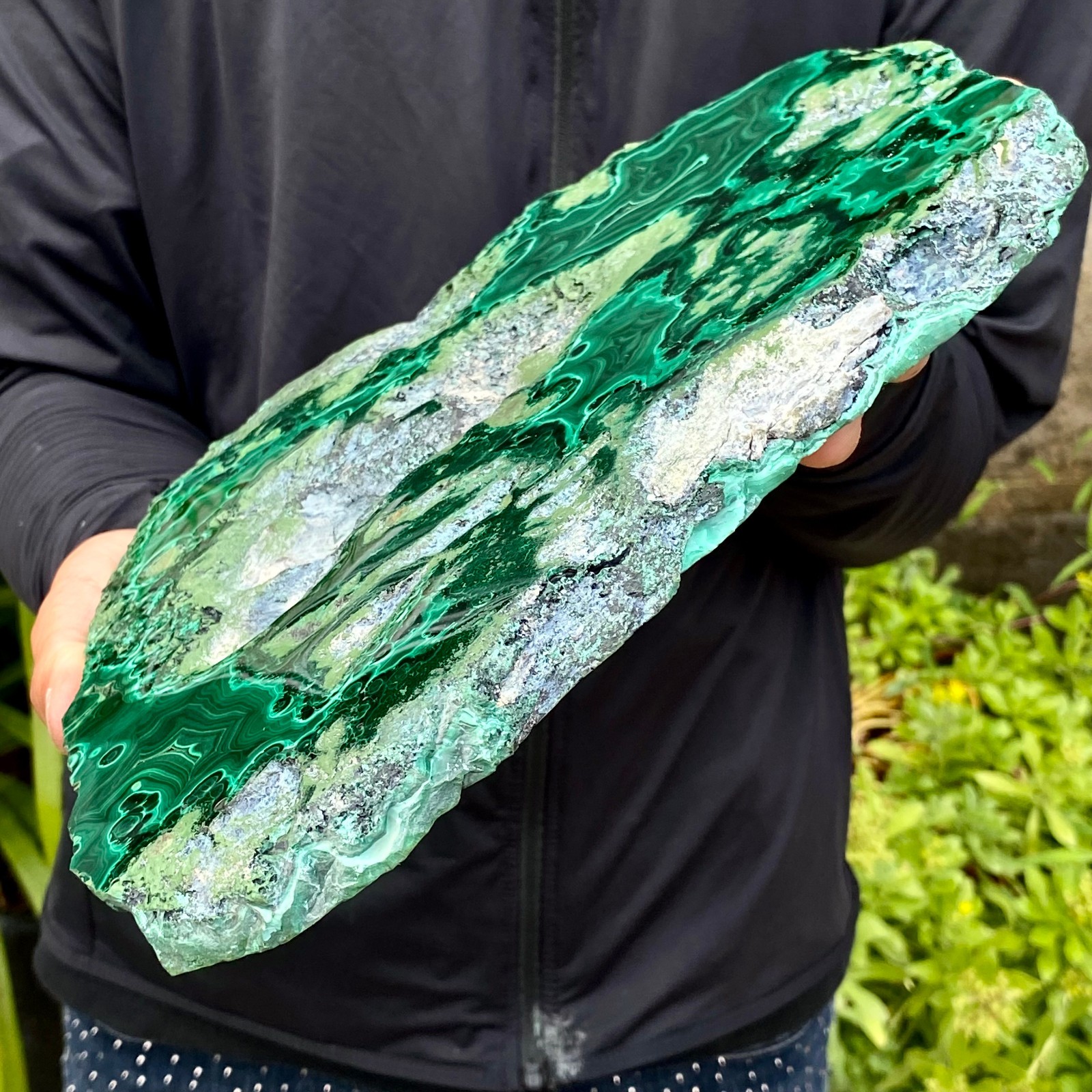 5.59LB Natural Green Malachite Slab Quartz Crystal Slice Ore Specimen Healing