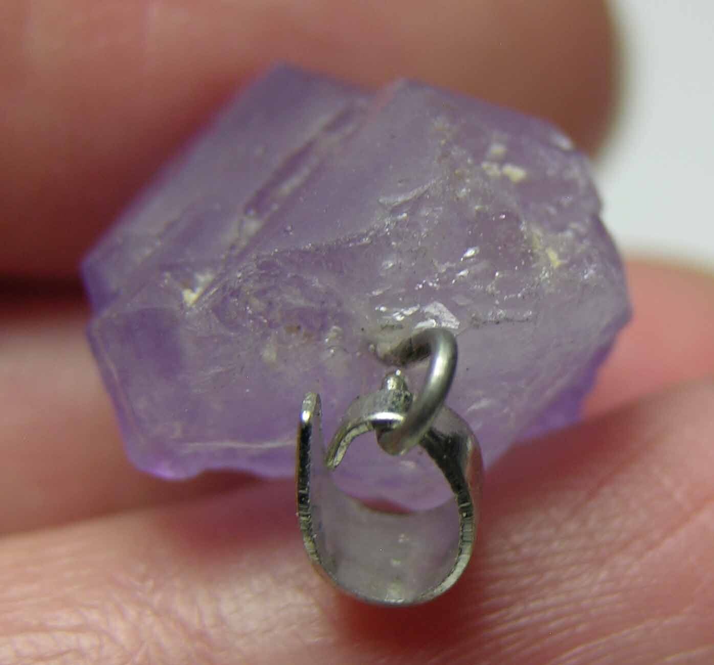 #55 Raw Rough 16.00ct 100% Natural Amethyst Crystal Point Pendant 3.20g 15.00mm