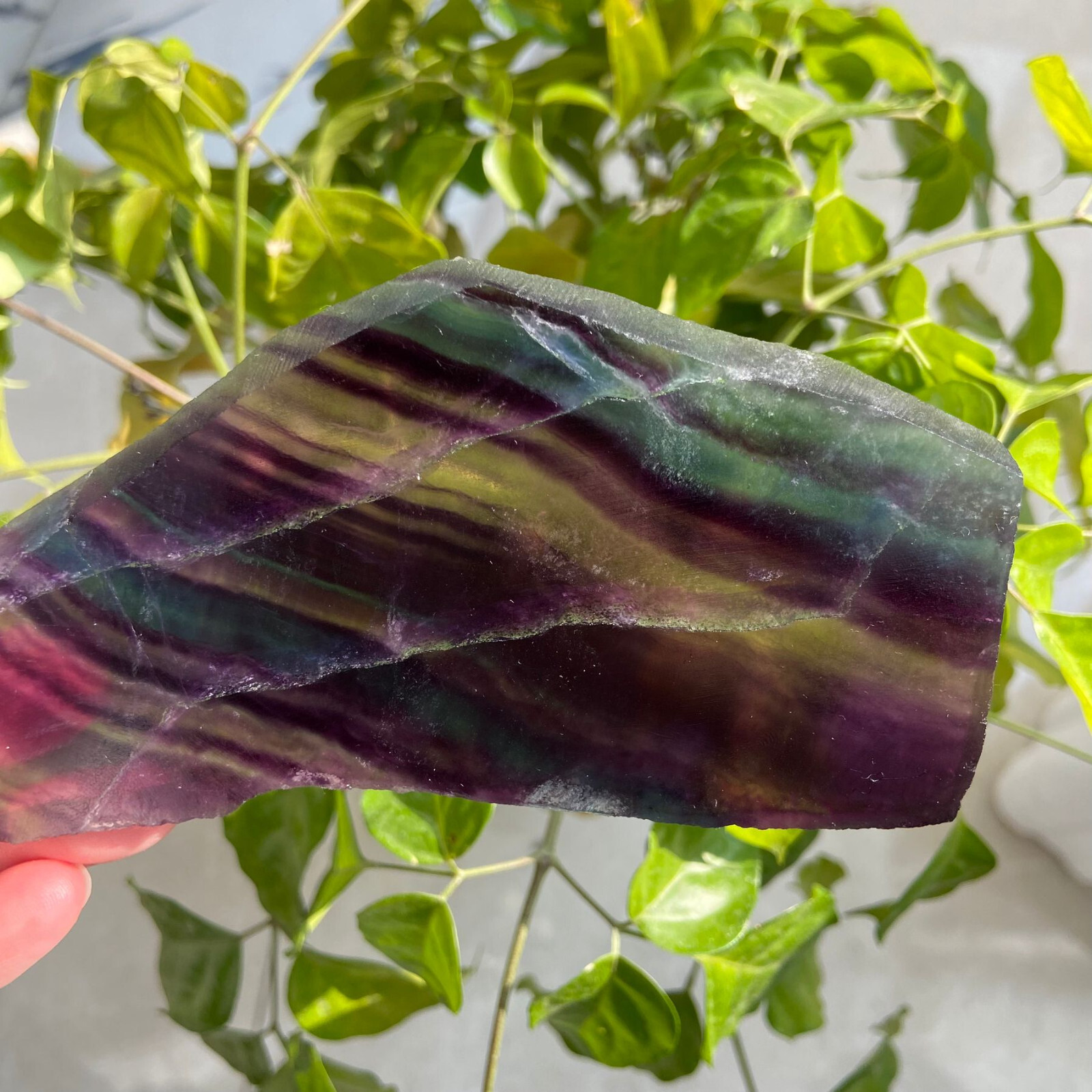190g Rainbow Fluorite Stone Slab Slice Quartz Crystal Specimen Healing No Stand