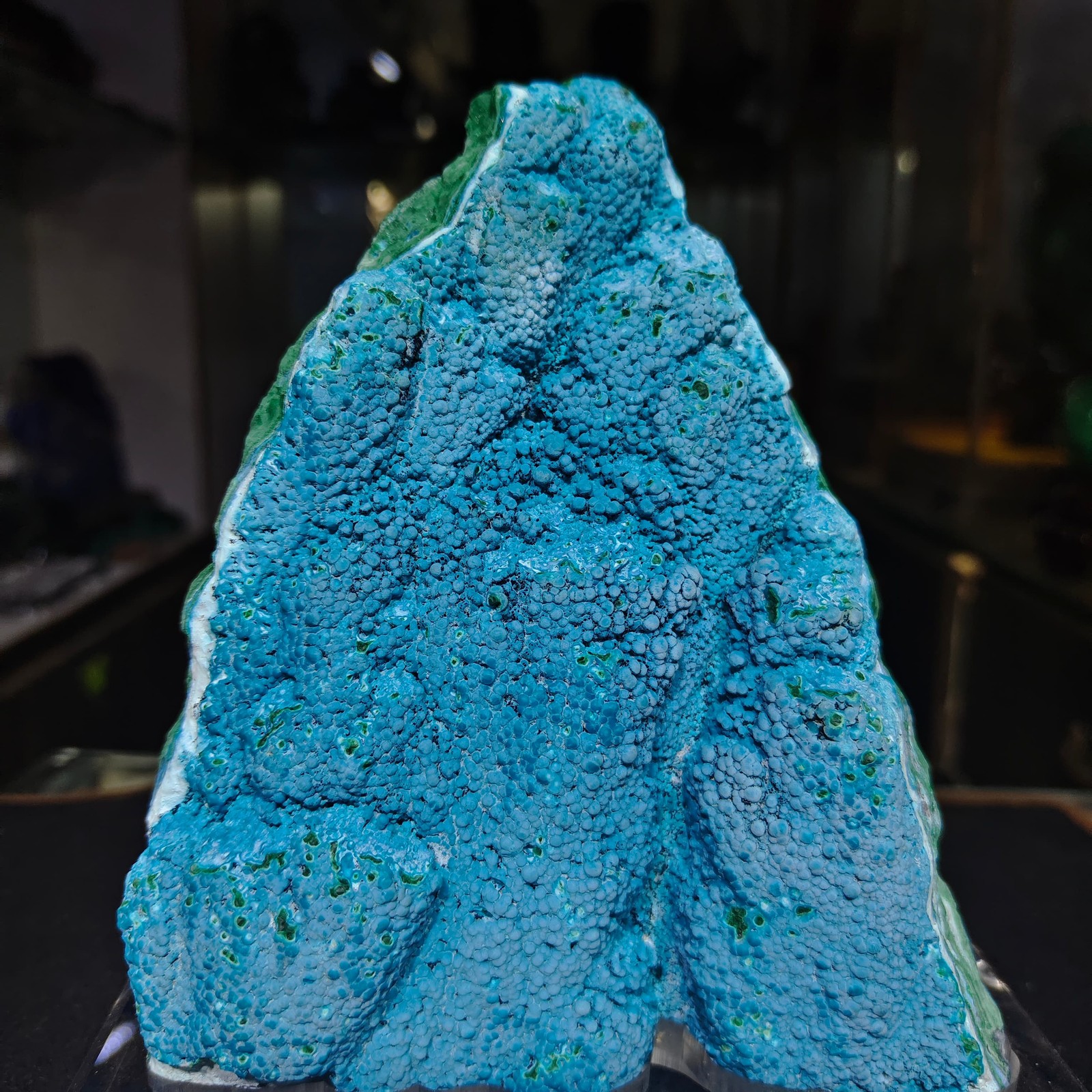 3.52LB Top Natural silicon malachite quartz crystal Mineral Specimen + stand