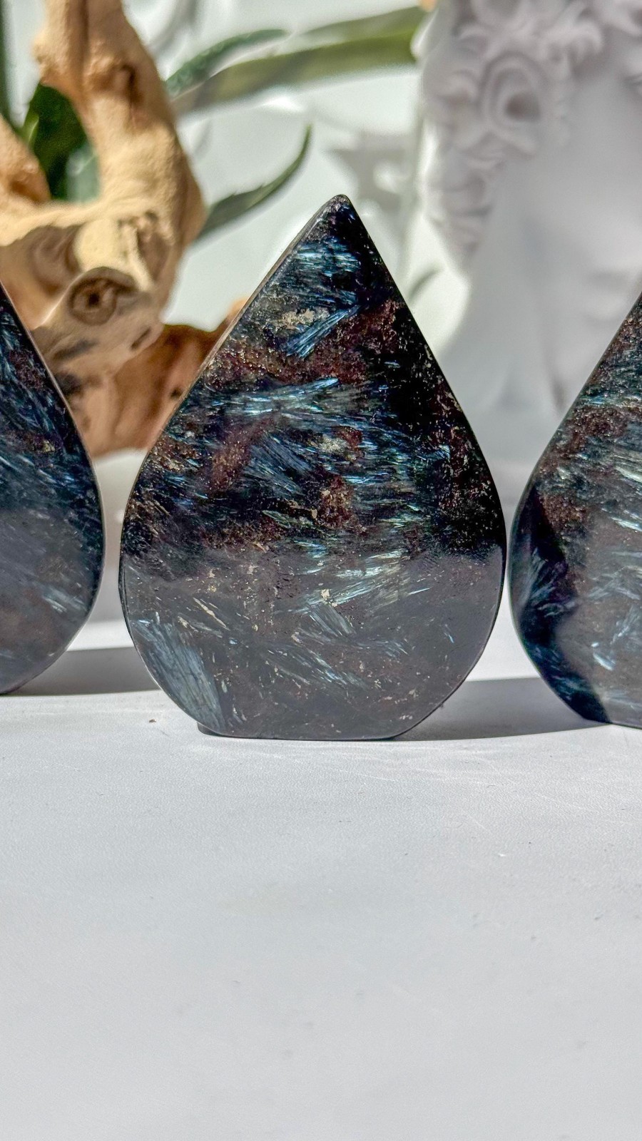 Natural Arfvedsonite Flame Crystal Polished Stone Decor Free US Shipping