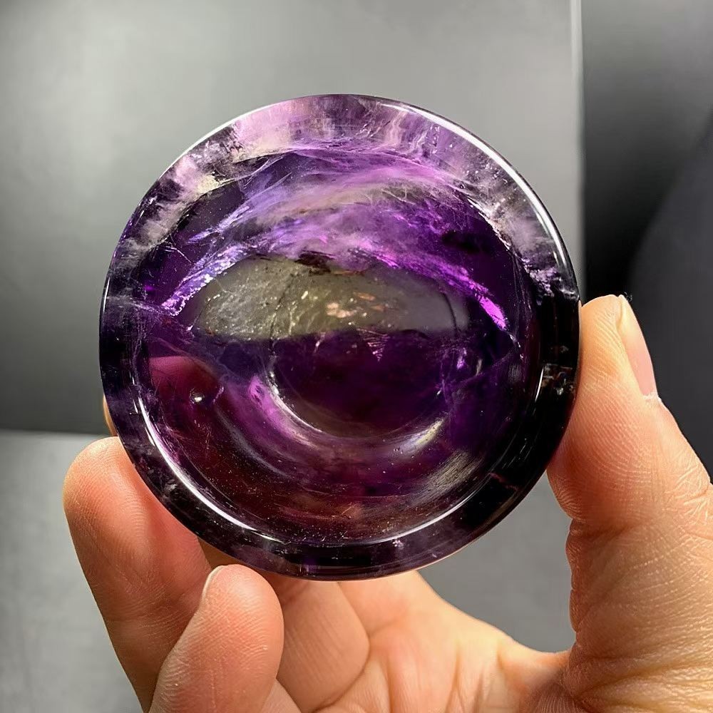 160g Natural Amethyst Quartz Carved Bowl Crystal Mineral reiki Decor