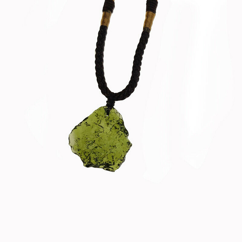 1-4PCS Rare Natural Crystal Green Gem Moldavite Meteorite Glass Necklace Pendant