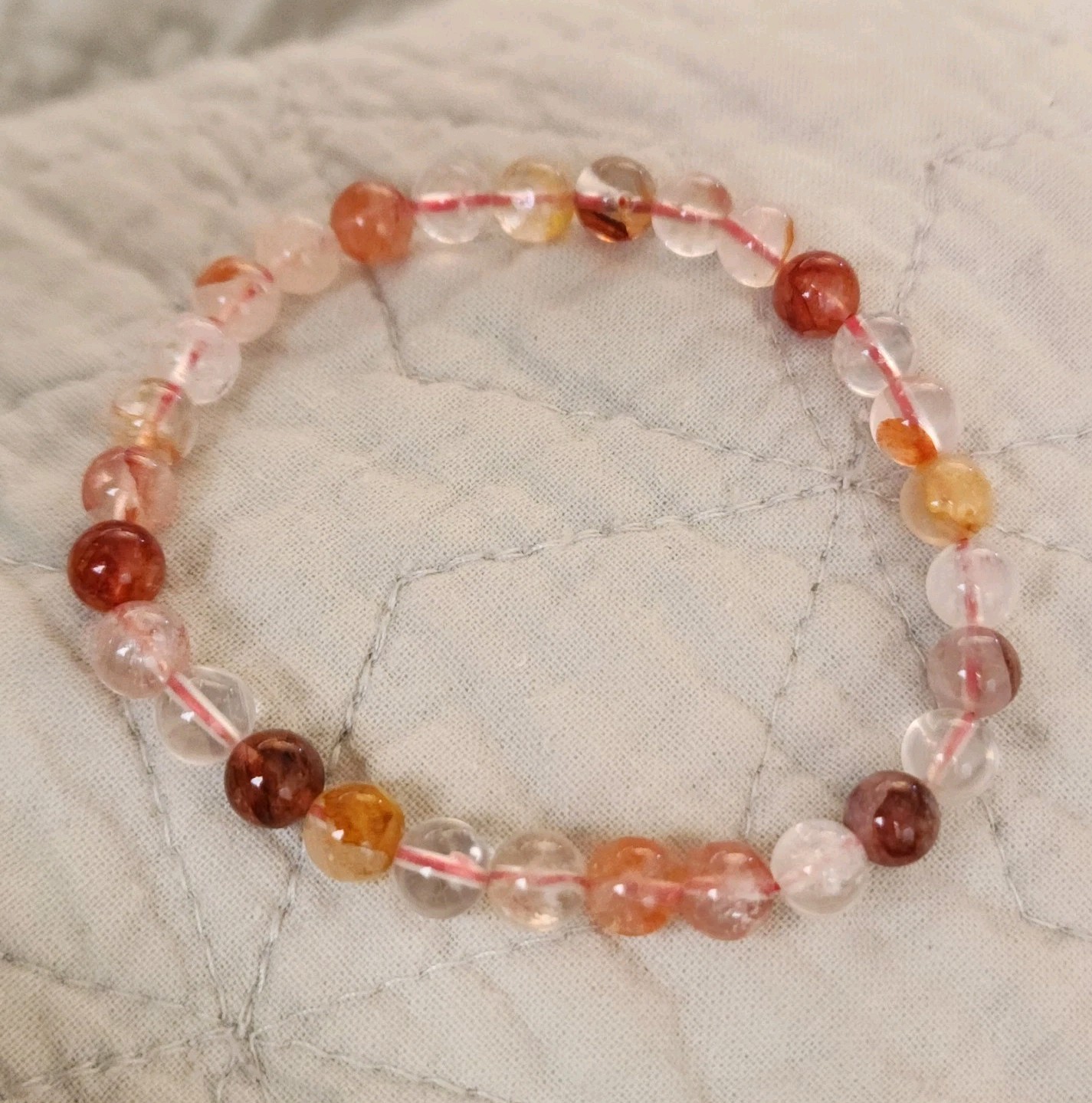 Natural 6mm Red Fire Quartz Bracelet Crystal Beads Stretch