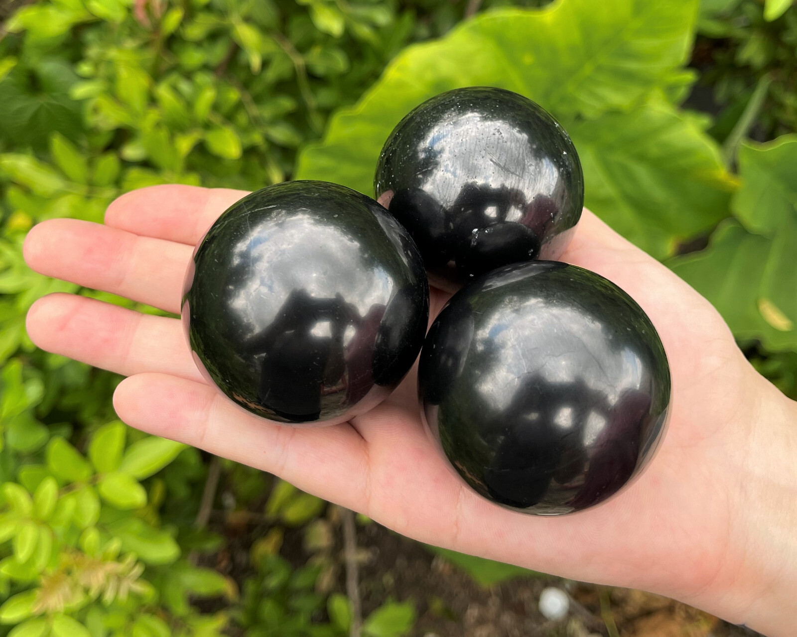 LARGE Shungite Crystal Sphere Medium 50 mm Sphere + Stand (2″ Shungite Sphere)