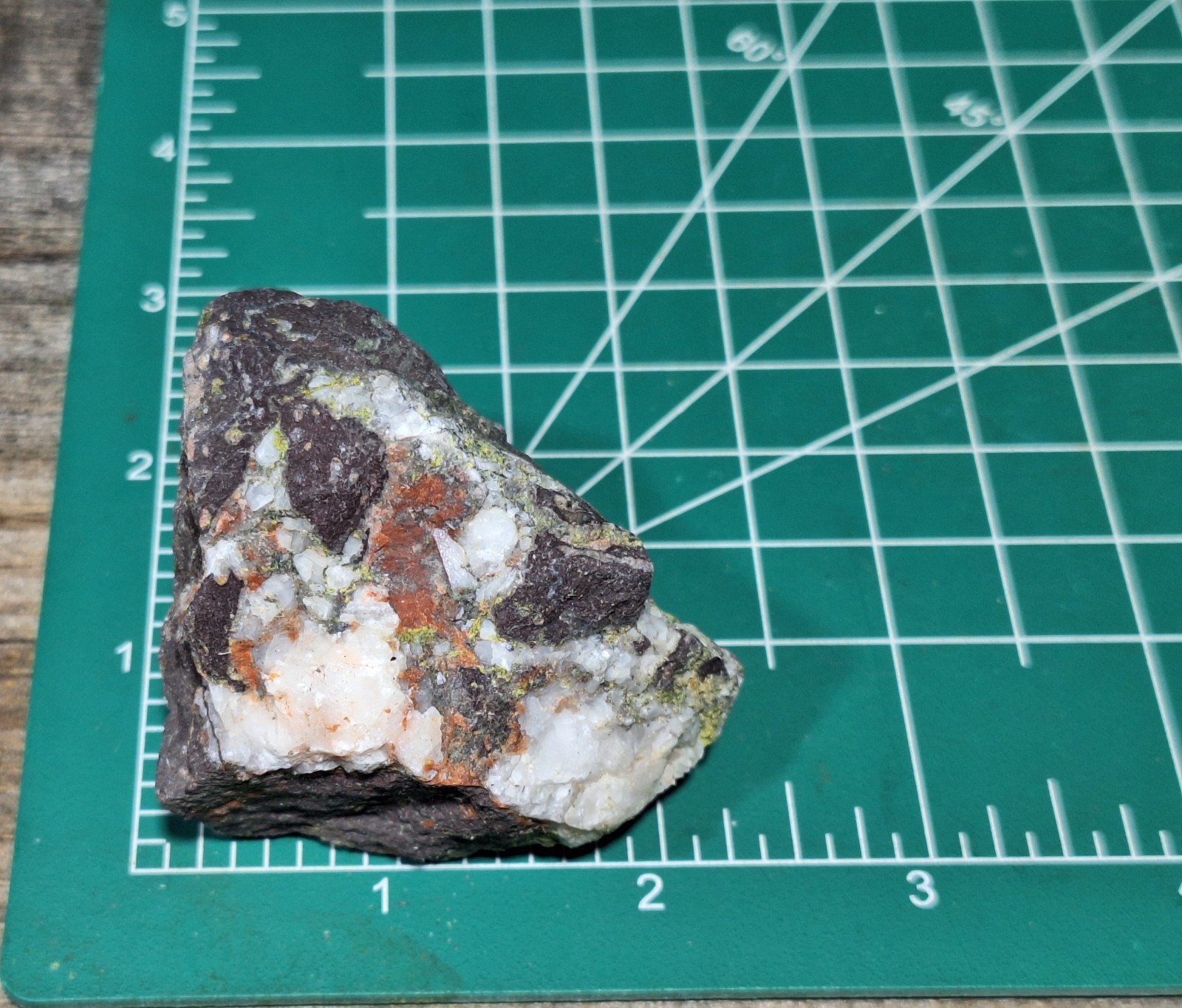 Calcite On Pretty Multi Colored Amygdaloidal Basalt From Copper Mine Michigan