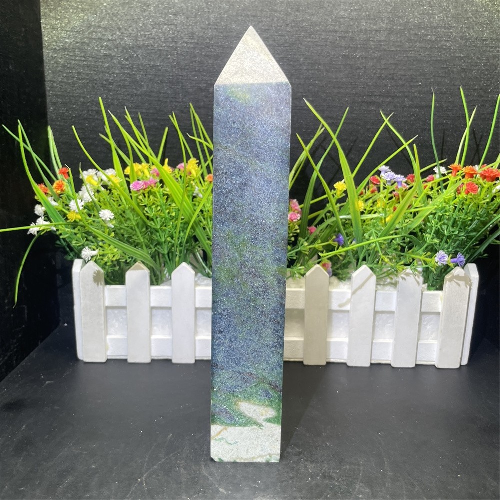 2.6LB 8.8″ Natural Ruby In Fuchsite Obelisk Tower Crystal Reiki Gift UV Heal