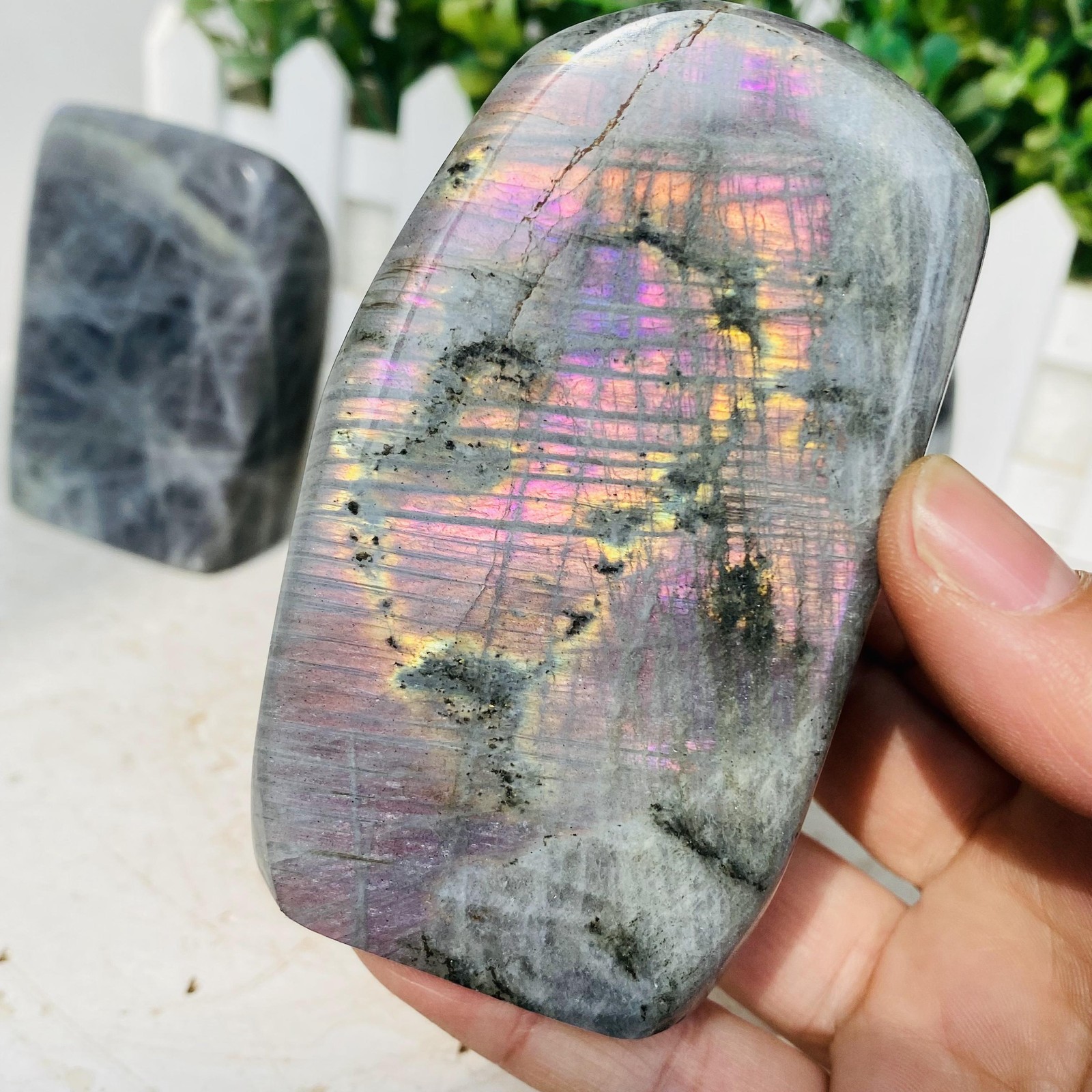 Natural Purple Labradorite Quartz Crystal Freeform Mineral Specimen 1380g