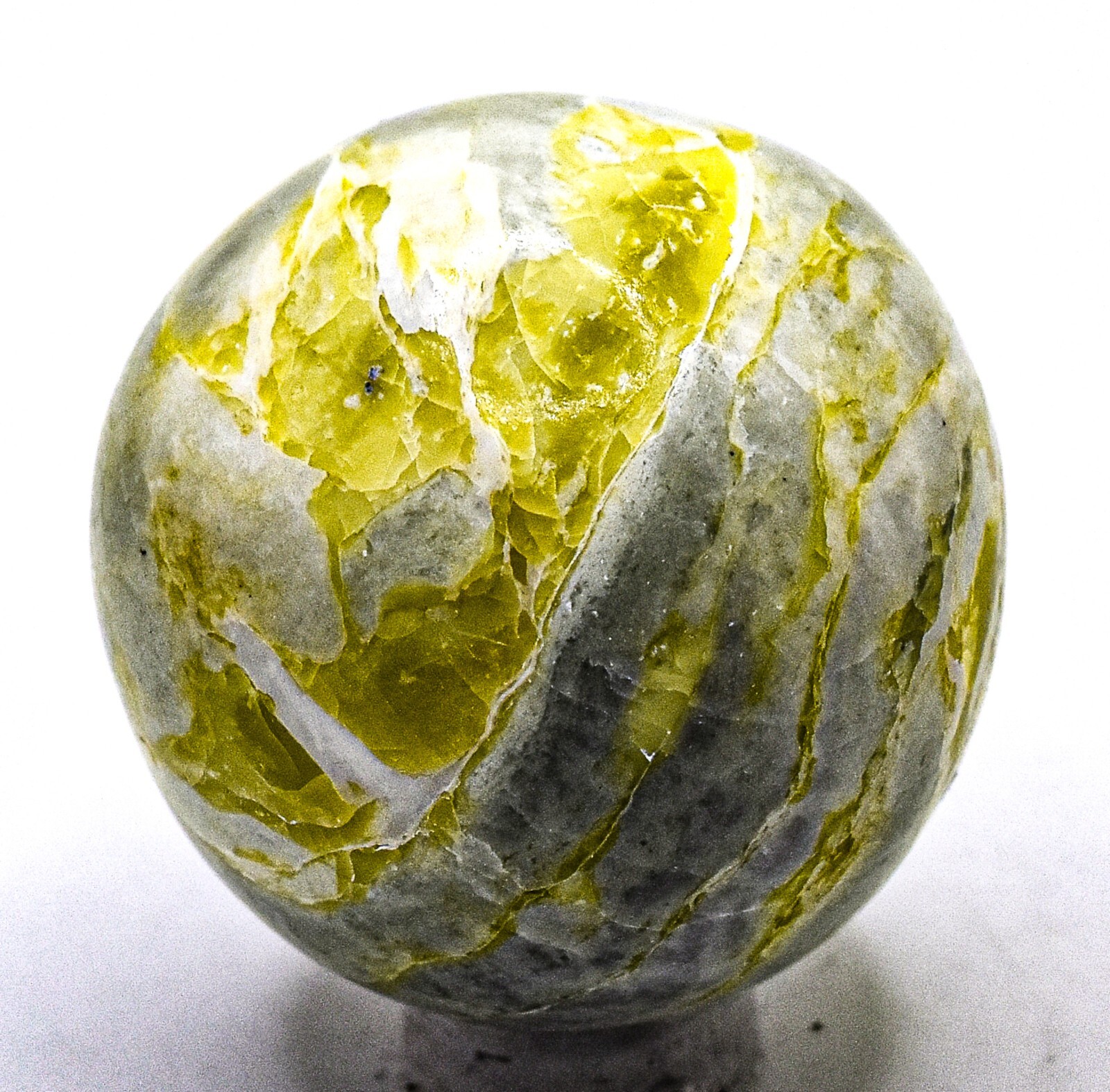 39mm Silverish Yellow Serpentine Sphere Polished Healerite Crystal Mineral India
