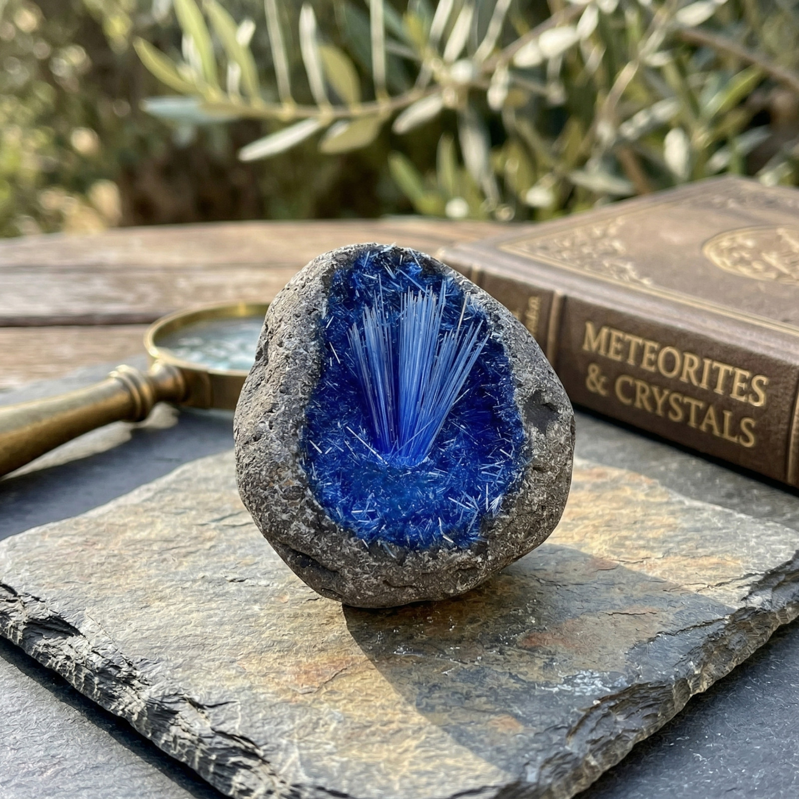 Natural meteorite Specimen, quartz crystal,Goethite, Blue copper ore, Decoration