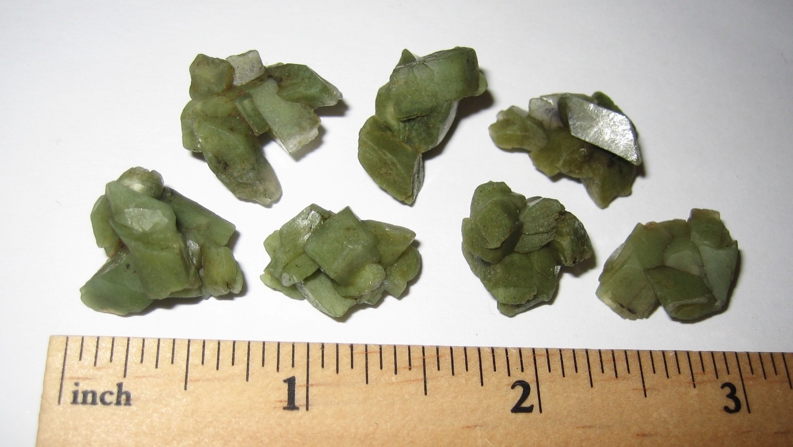 7 TINY / SMALL NATURAL ROUGH GREEN HEULANDITE CRYSTAL CLUSTERS INDIA ~ 13.3g *3