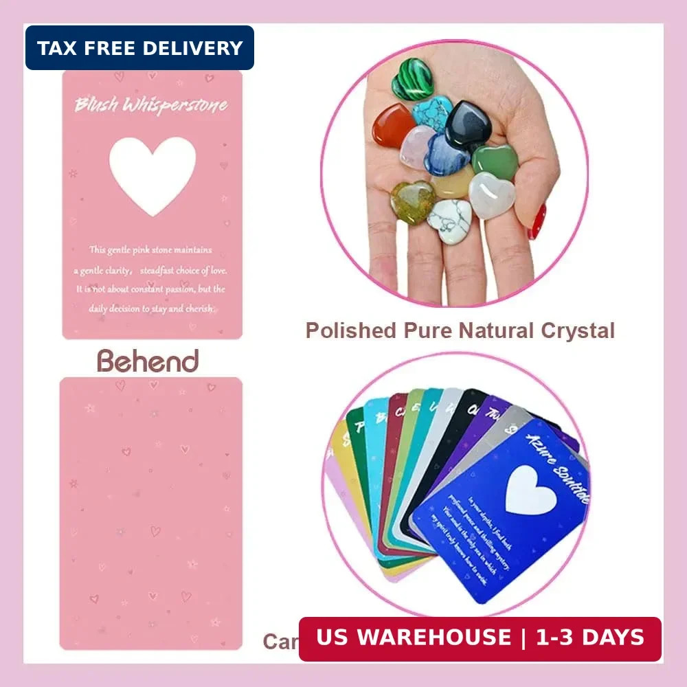 12 PCS Heart Crystal Healing Stones Bulk Set 1 Inch Rose Quartz Amethyst Polishe