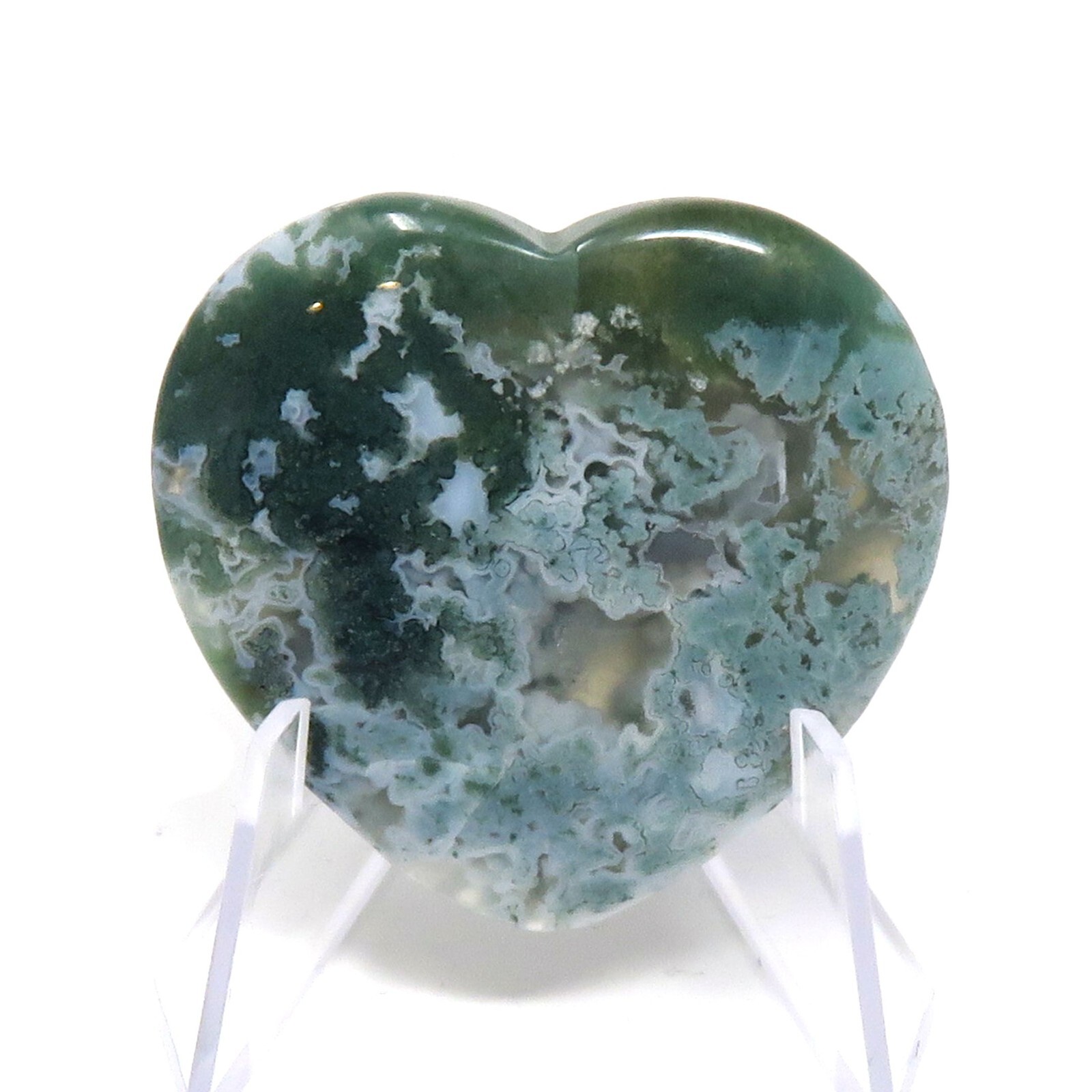 Moss Agate Stone Heart #926- 40mm or 1.5″ – Valentines Day Love Pocket Gemstone