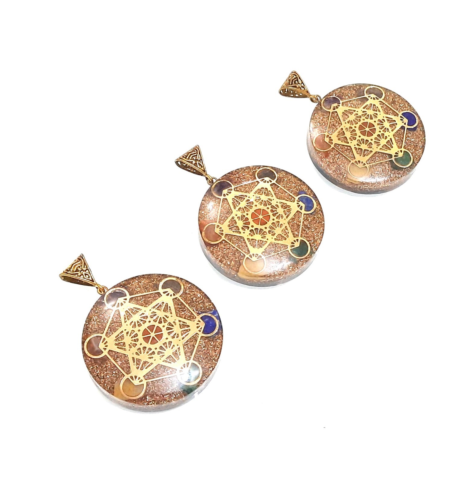 7 chakra metatron cube reiki emf protection pendant unisex orgone pendant