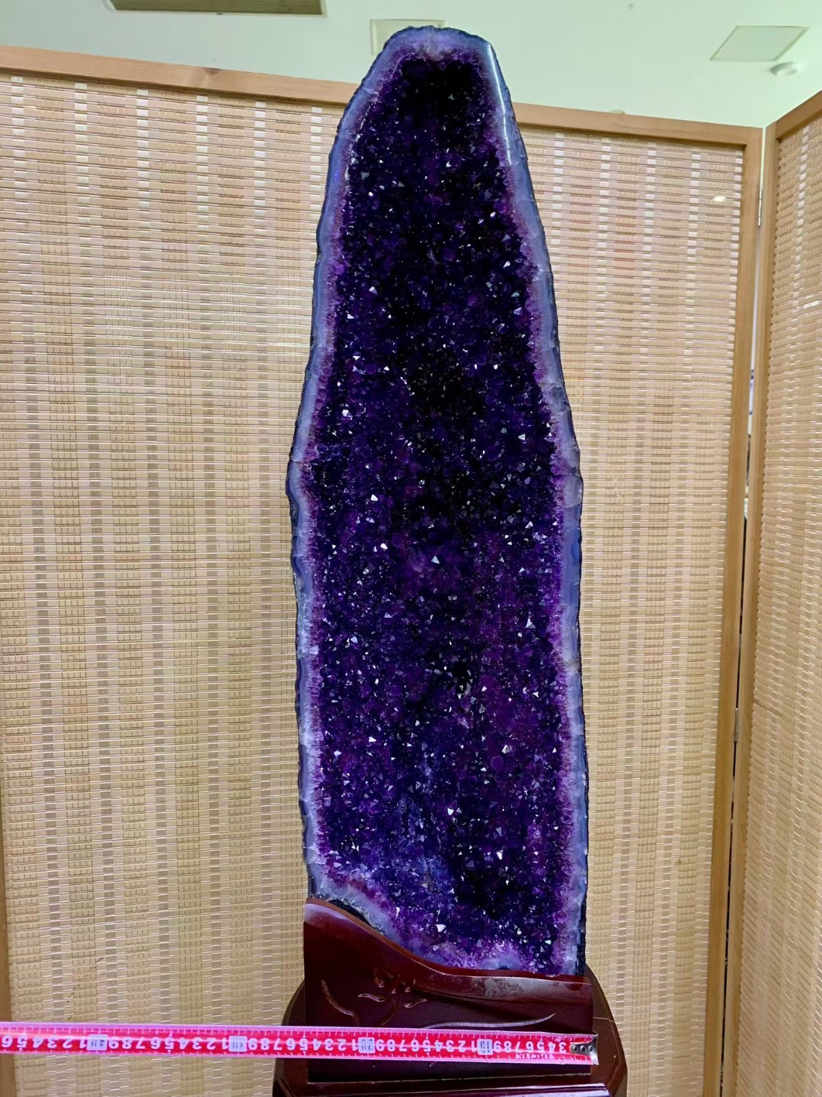 Large 179lb RARE Top Natural Amethyst Geode Crystal Quartz Cathedral Decor+base