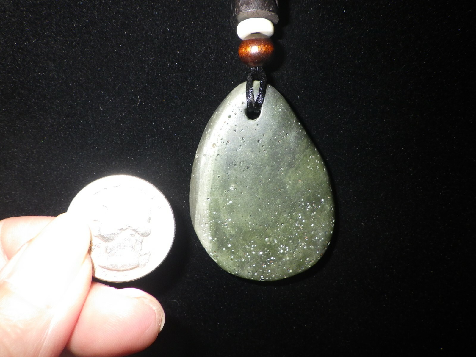 Leland Blue Stone Slag Glass Necklace Green Color