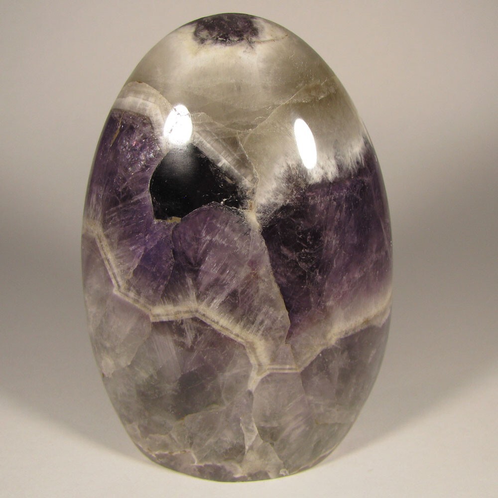 4.3″ BANDED AMETHYST Crystal Polished Freeform Standup – Madagascar – 1.3 lbs.