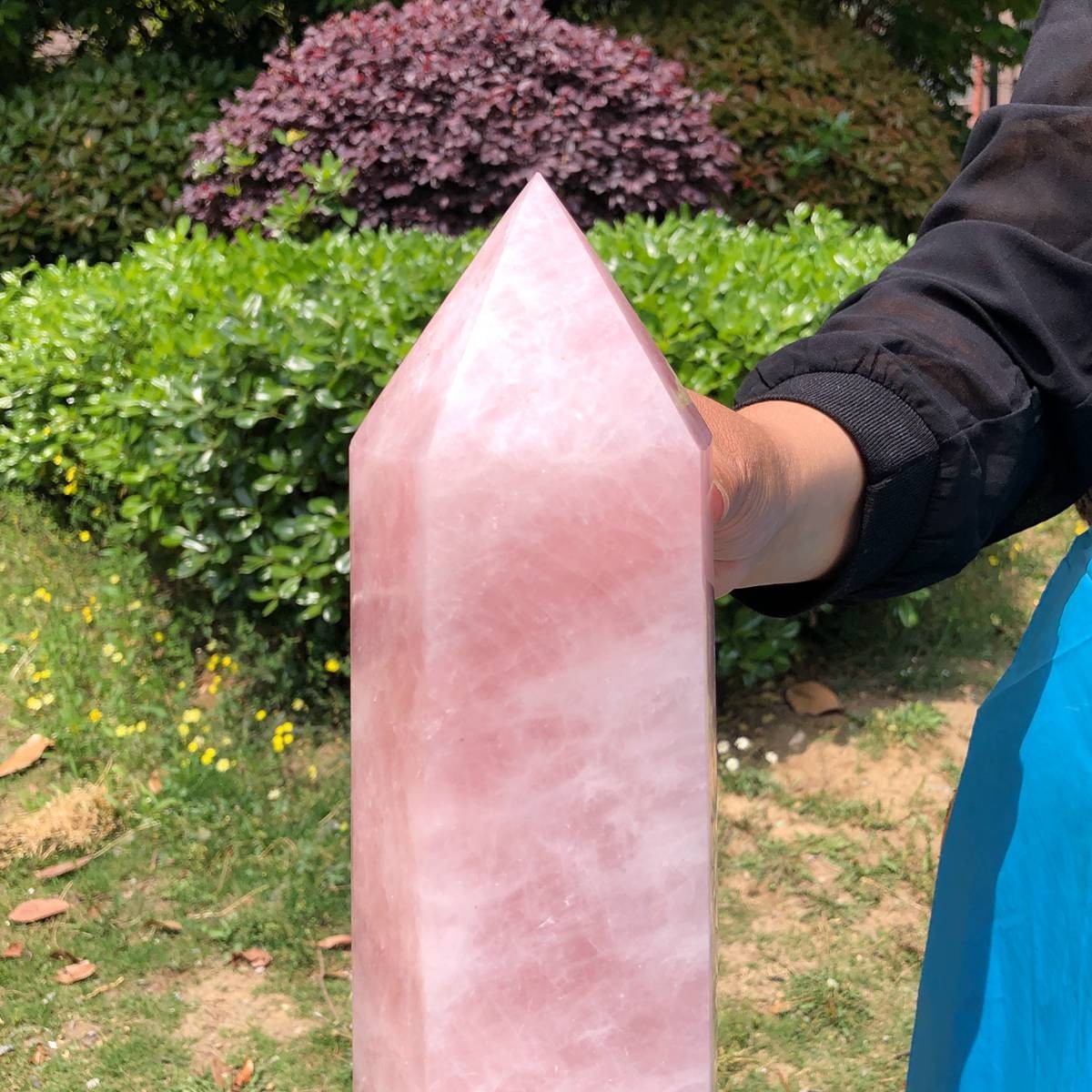 9.74LB Natural rose quartz obelisk pink crystal tower point healing decor