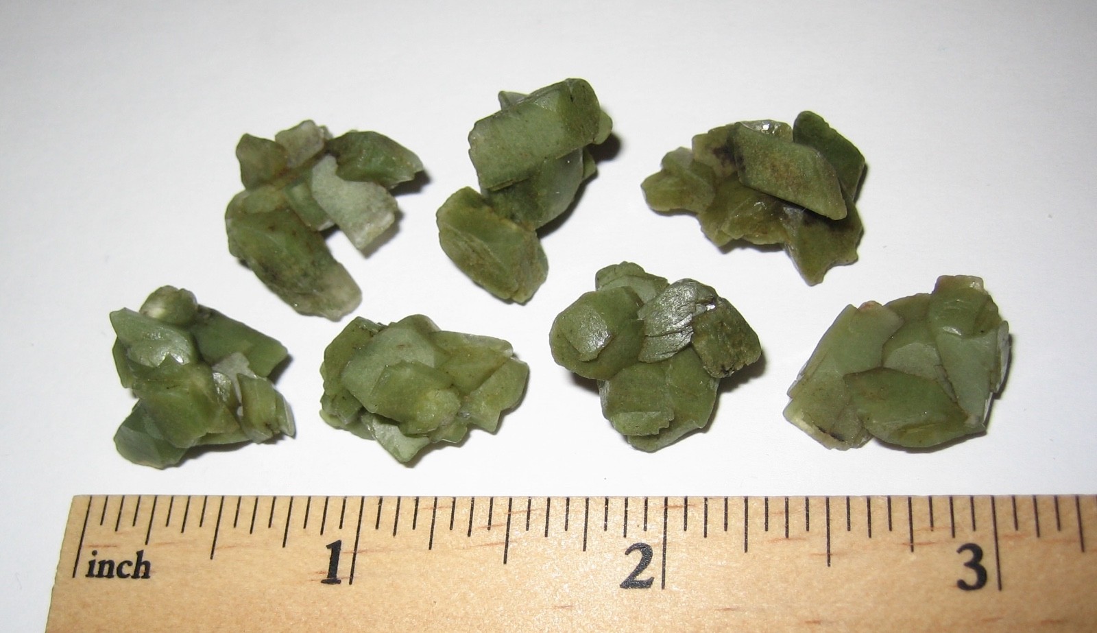 7 TINY / SMALL NATURAL ROUGH GREEN HEULANDITE CRYSTAL CLUSTERS INDIA ~ 13.3g *3