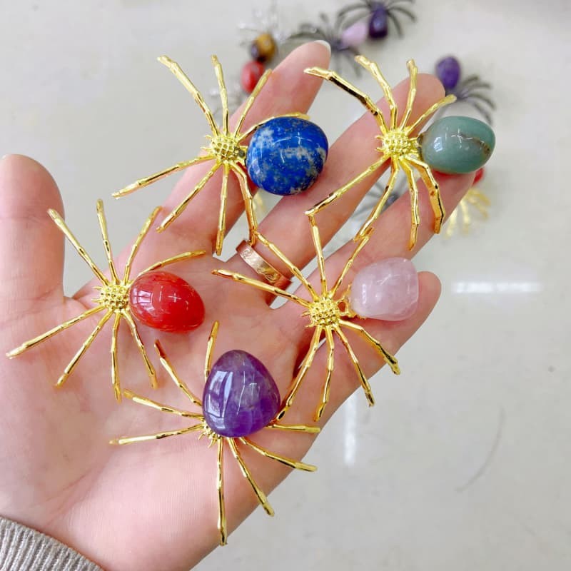 5 Pcs Natural mixed Agate Reiki Gemstone Spider Crystal Quartz Healing Decorate