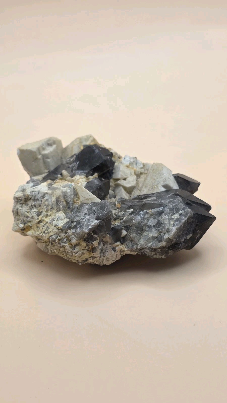 Smoky Quartz & Orthose Crystal Cluster – Fujian China – 8x6x9.5cm – 0.5 lb