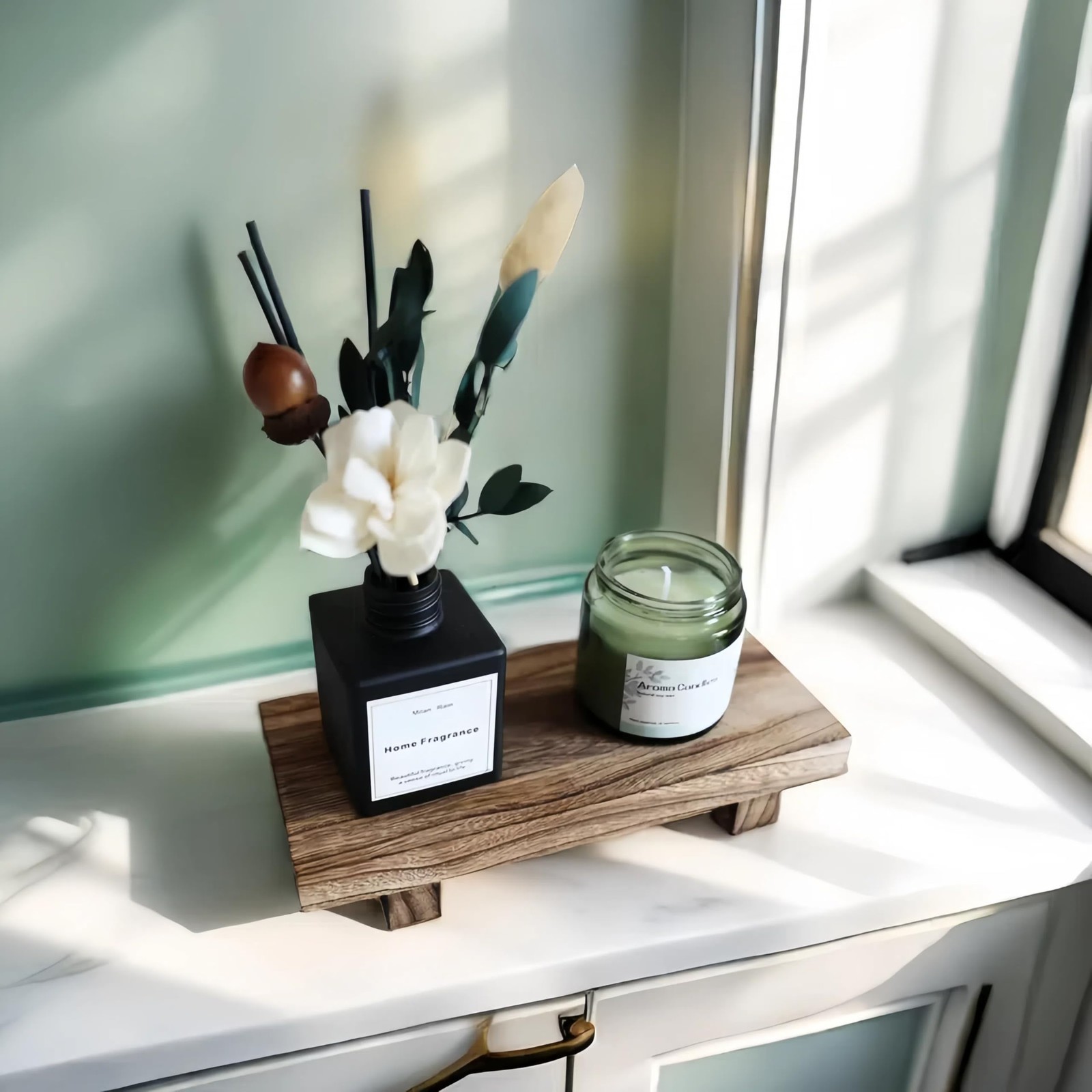 Wood Pedestal Stand Riser 8.66×3.54 Inch Small Wooden Shelf Counter Decor