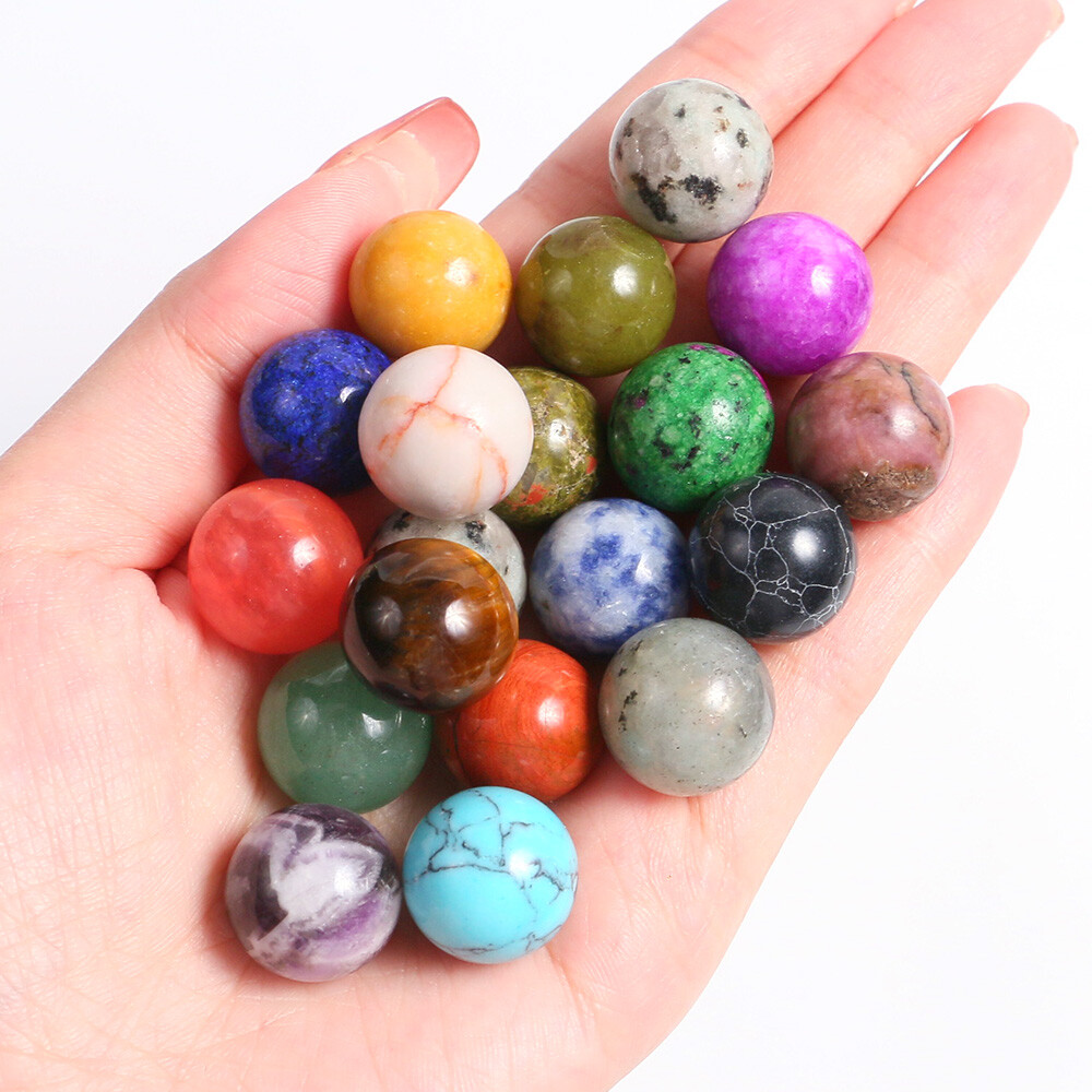 15mm Wholesale Natural Mixed Sphere Quartz Crystal Carved Gem Ball Reiki Healing