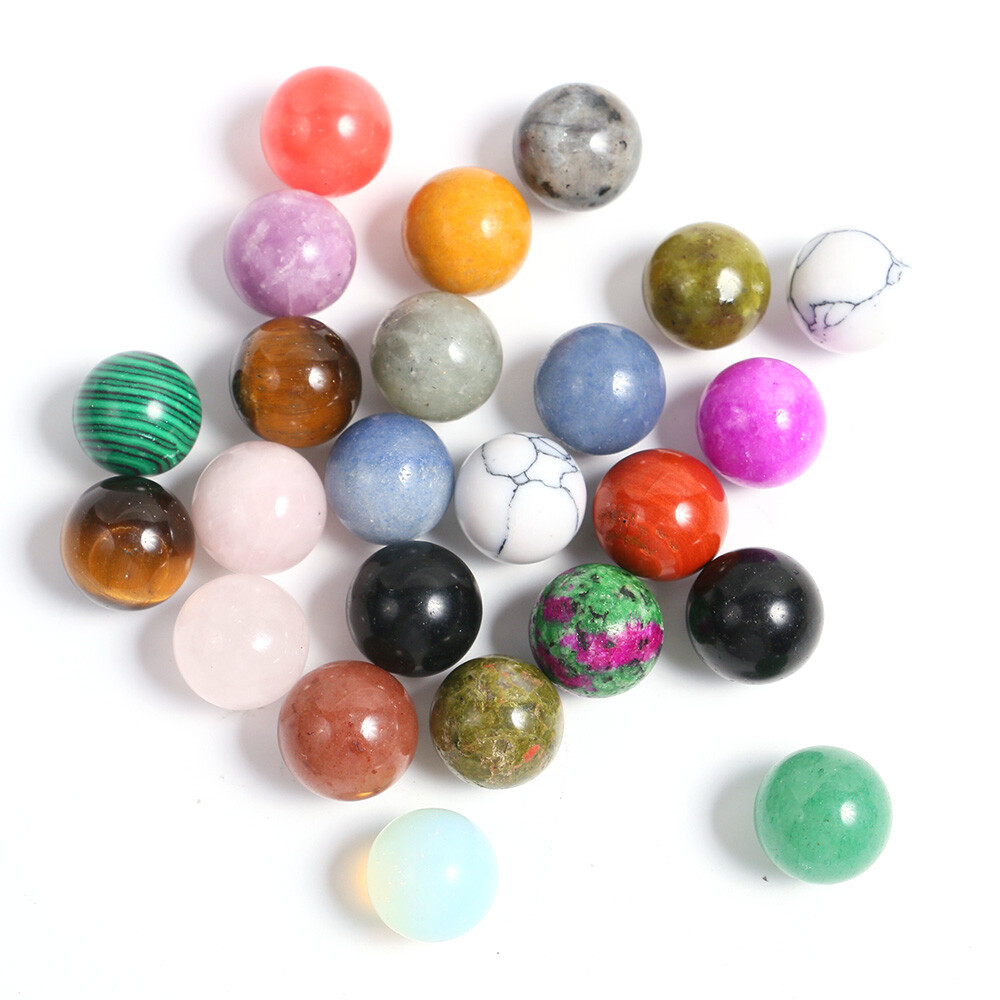 15mm Wholesale Natural Mixed Sphere Quartz Crystal Carved Gem Ball Reiki Healing