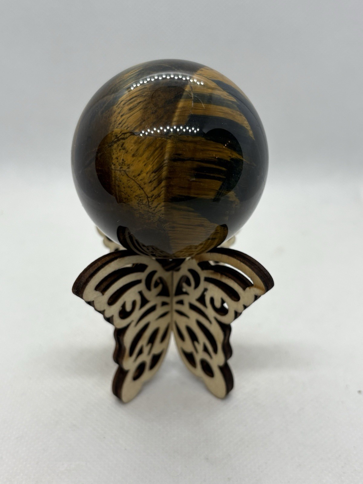 Blue tigers eye sphere 2” Plus Foldable Butterfly Stand
