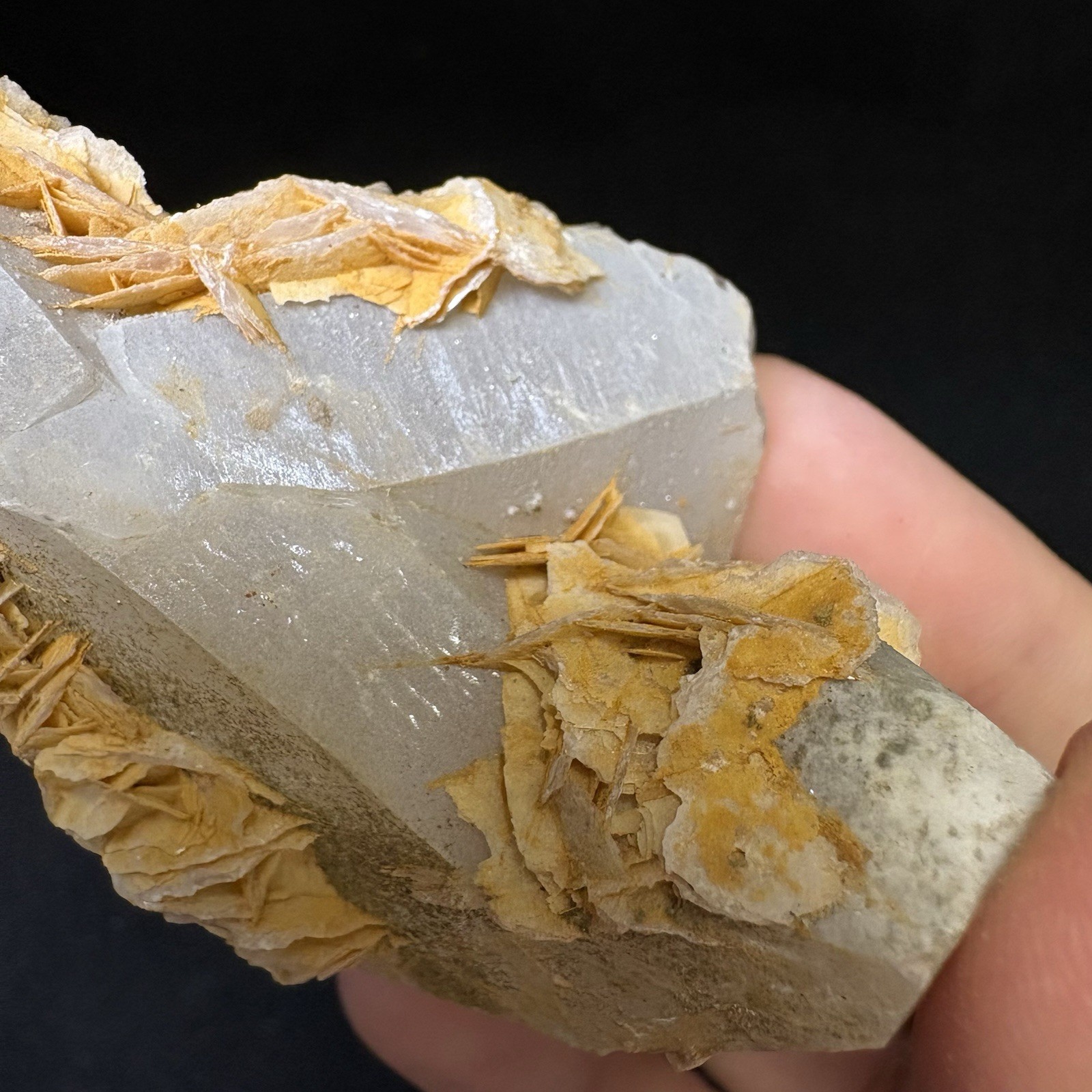 Natural High-Temp Crystal Quartz w/ Calcite Reiki Energy Raw Mineral Fluorescent
